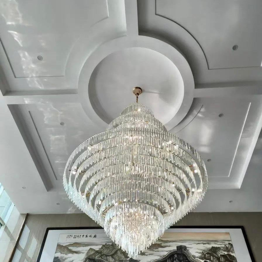 Luxury Multi - tiered Extra Large Crystal Chandelier for Staircase/Foyer/Entryway - 87 Lights/ D59.1"*H92.52"Blushlighting