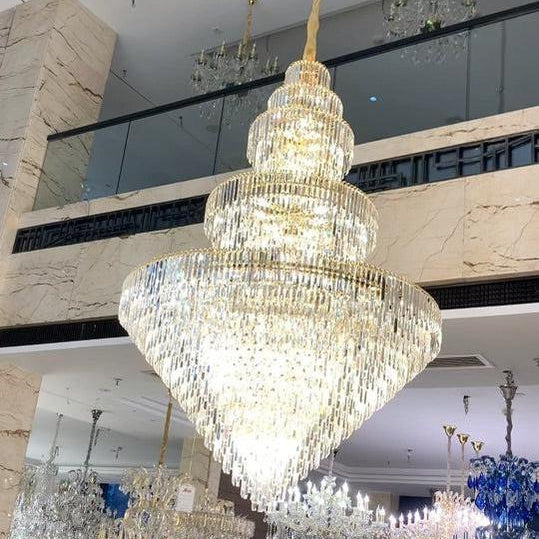 Luxury Multi - tiered Extra Large Crystal Chandelier for Staircase/Foyer/Entryway - 87 Lights/ D59.1"*H92.52"Blushlighting