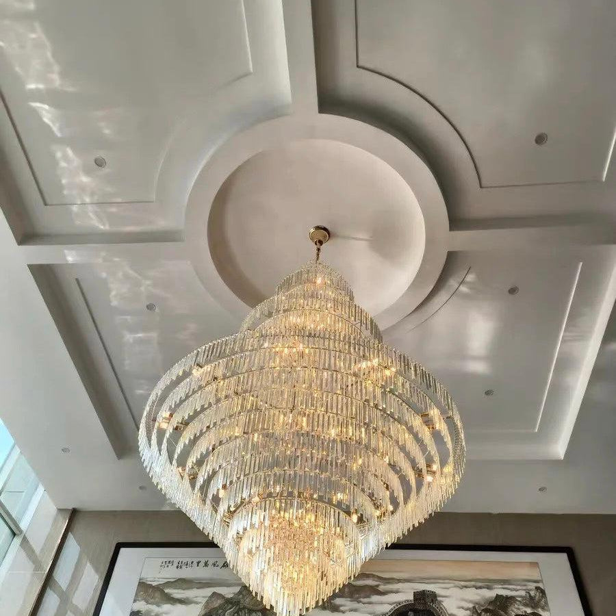 Luxury Multi - tiered Extra Large Crystal Chandelier for Staircase/Foyer/Entryway - 87 Lights/ D59.1"*H92.52"Blushlighting