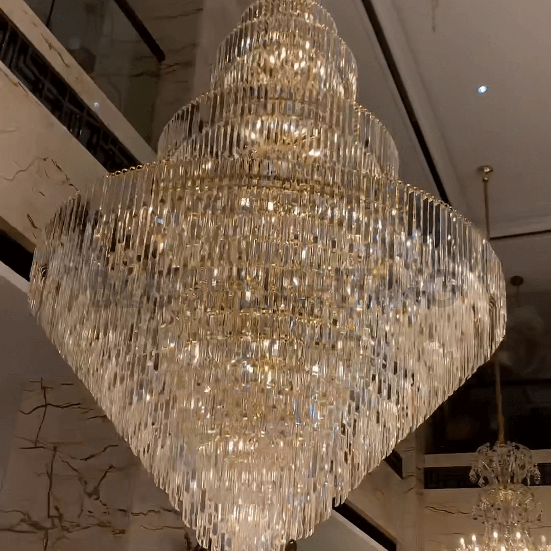Luxury Multi - tiered Extra Large Crystal Chandelier for Staircase/Foyer/Entryway - 87 Lights/ D59.1"*H92.52"Blushlighting