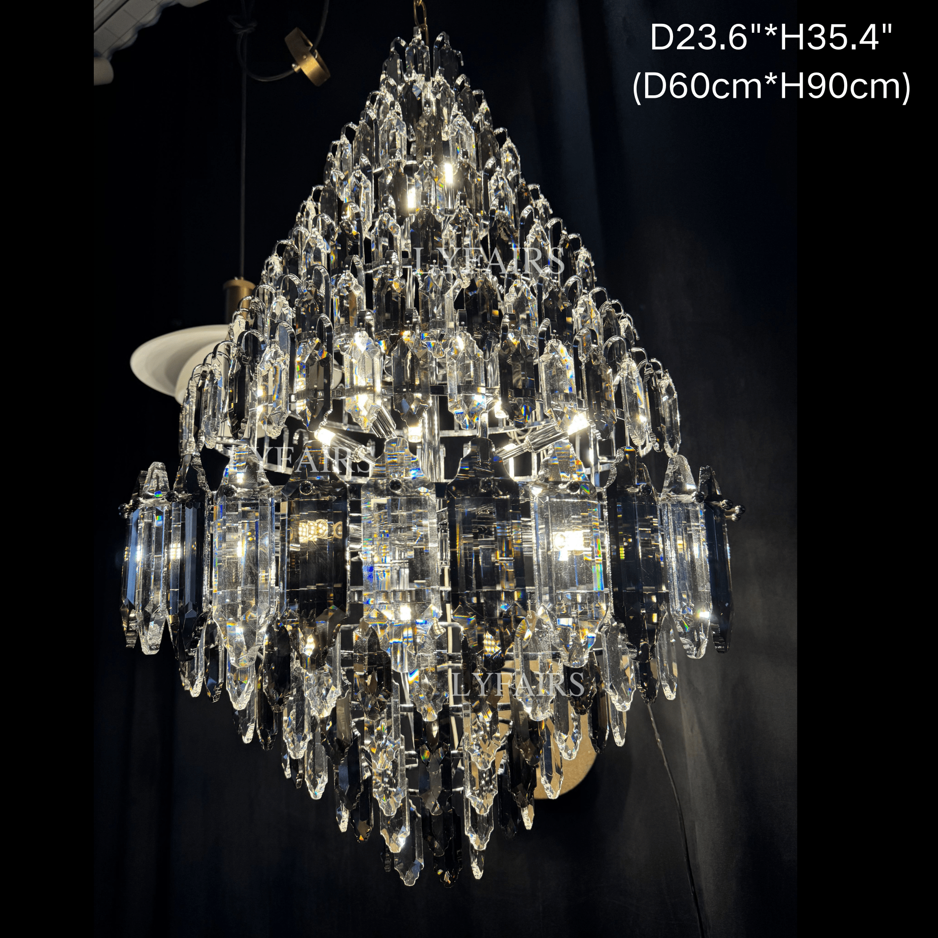 Luxury Multi - tiered Honeycomb Crystal Chandelier for High Ceiling - D23.6"*H35.4"/16 Lights/23 kgGoldWarm LightBlushlighting