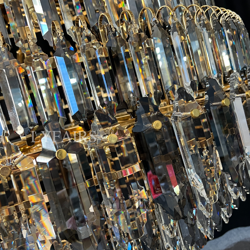 Luxury Multi-tiered Honeycomb Crystal Chandelier for High Ceiling-Chandeliers-Blushlighting-Blushlighting