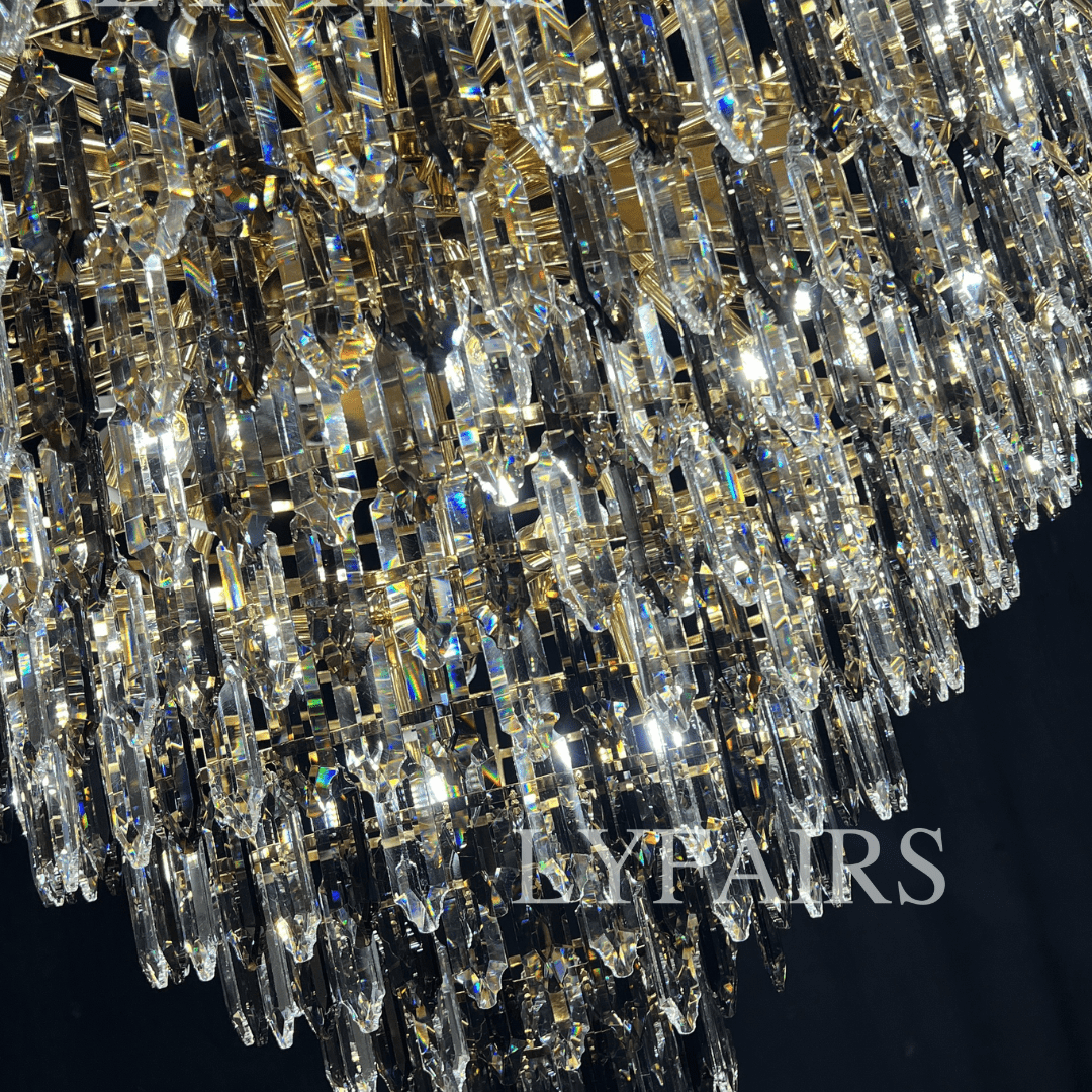 Luxury Multi-tiered Honeycomb Crystal Chandelier for High Ceiling-Chandeliers-Blushlighting-Blushlighting