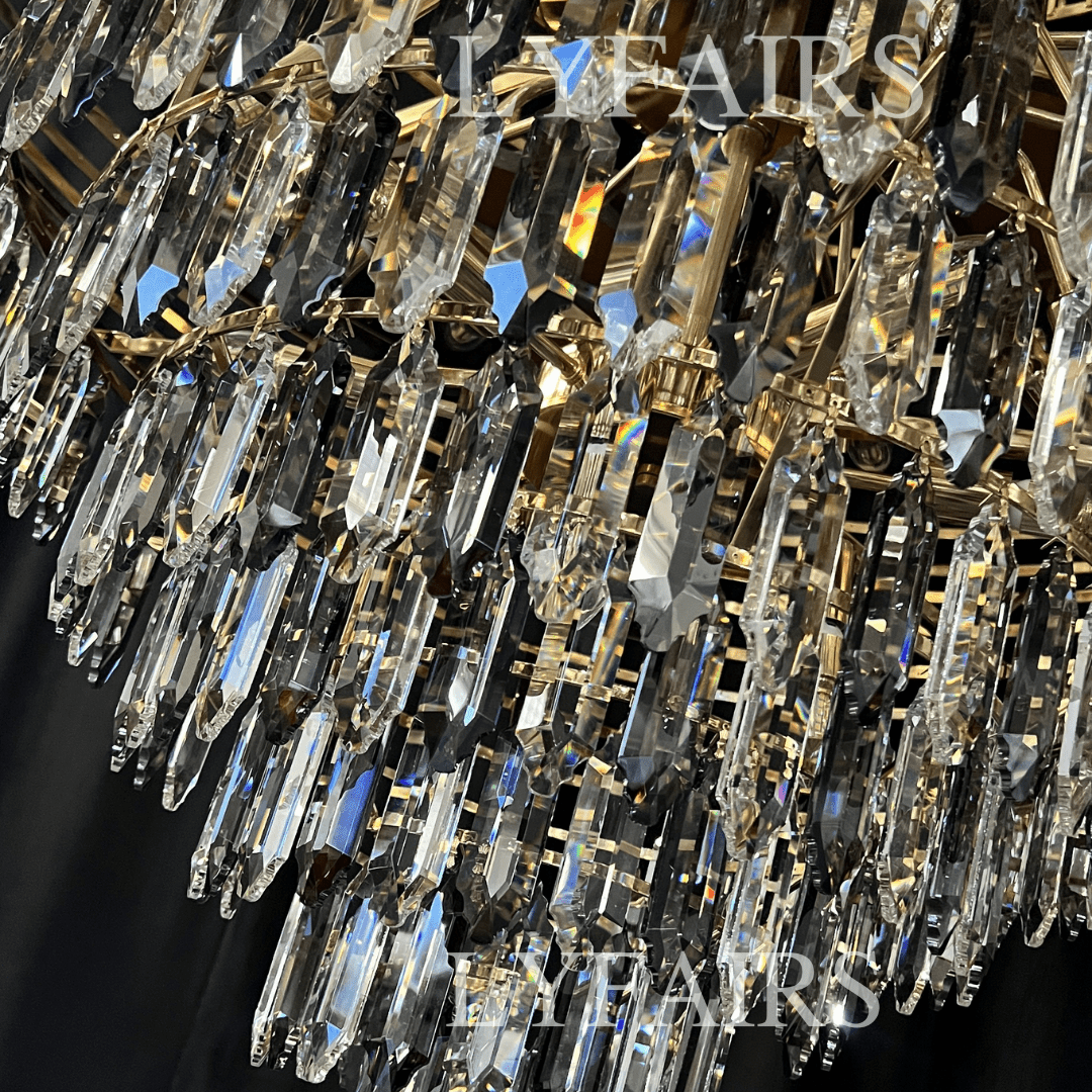 Luxury Multi-tiered Honeycomb Crystal Chandelier for High Ceiling-Chandeliers-Blushlighting-Blushlighting