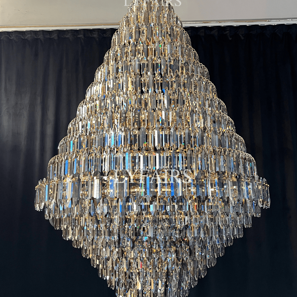Luxury Multi-tiered Honeycomb Crystal Chandelier for High Ceiling-Chandeliers-Blushlighting-Blushlighting