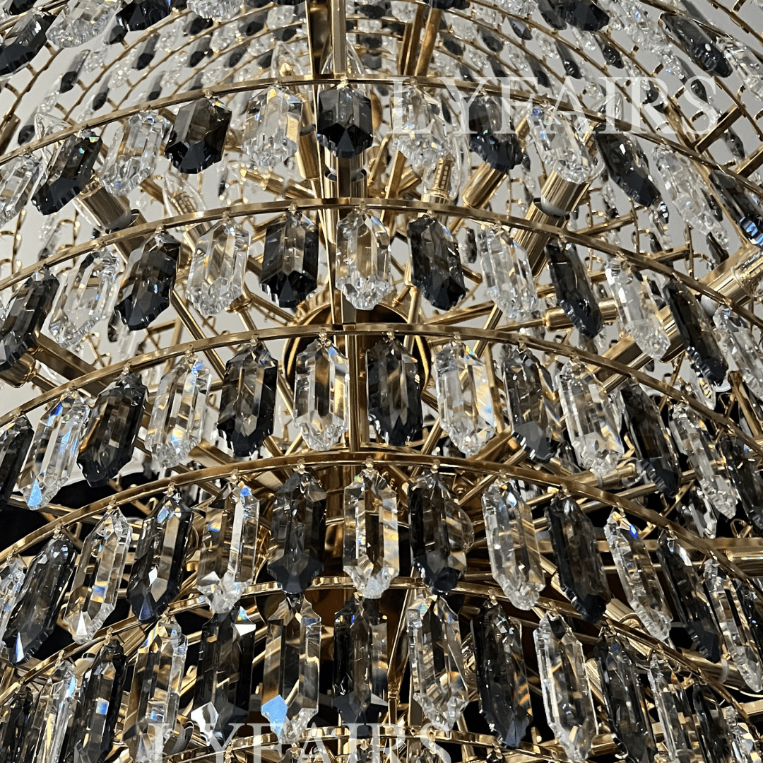 Luxury Multi-tiered Honeycomb Crystal Chandelier for High Ceiling-Chandeliers-Blushlighting-Blushlighting