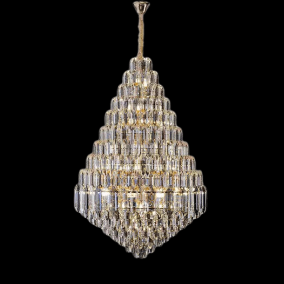 Luxury Multi-tiered Honeycomb Crystal Chandelier for High Ceiling-Chandeliers-Blushlighting-Blushlighting