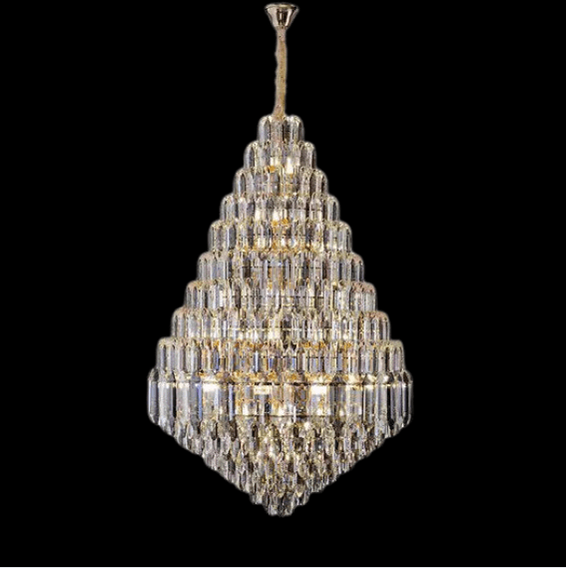 Luxury Multi-tiered Honeycomb Crystal Chandelier for High Ceiling-Chandeliers-Blushlighting-Blushlighting