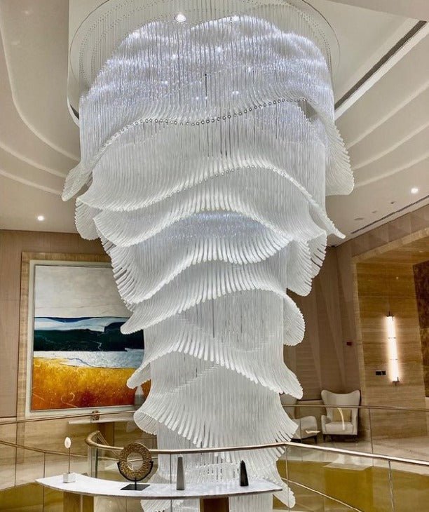 Luxury Palm Tree Glass Rods Chandelier for Hotel/Restaurant/Villa/Staircase - D47.2"*H118.1"Warm LightBlushlighting