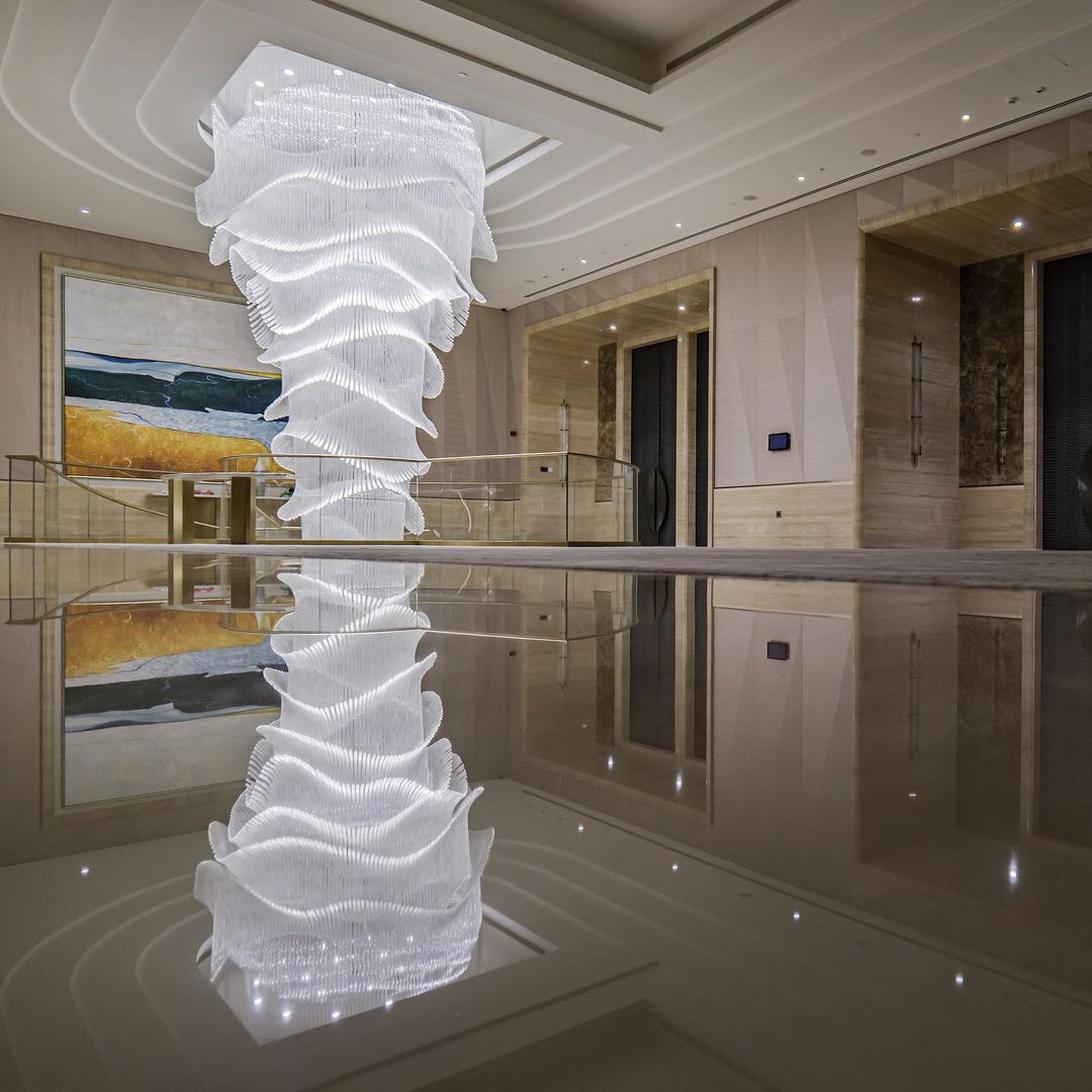 Luxury Palm Tree Glass Rods Chandelier for Hotel/Restaurant/Villa/Staircase - D47.2"*H118.1"Warm LightBlushlighting