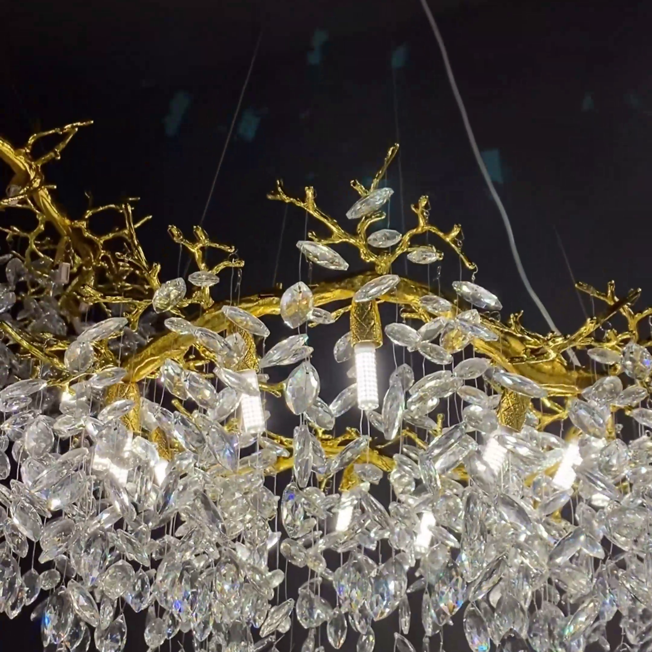 Luxury Ring Branch Crystal Leaves Chandelier for Living Room Bedroom and Bathroom-Chandeliers-Blushlighting