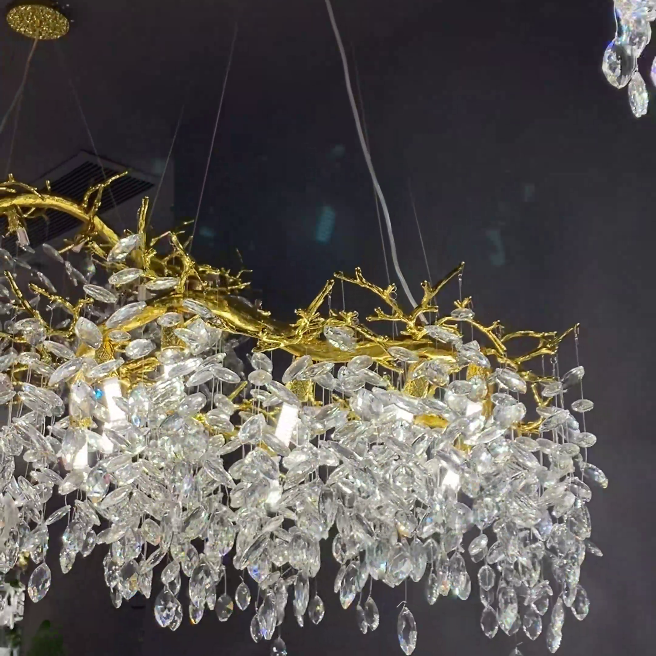 Luxury Ring Branch Crystal Leaves Chandelier for Living Room Bedroom and Bathroom-Chandeliers-Blushlighting