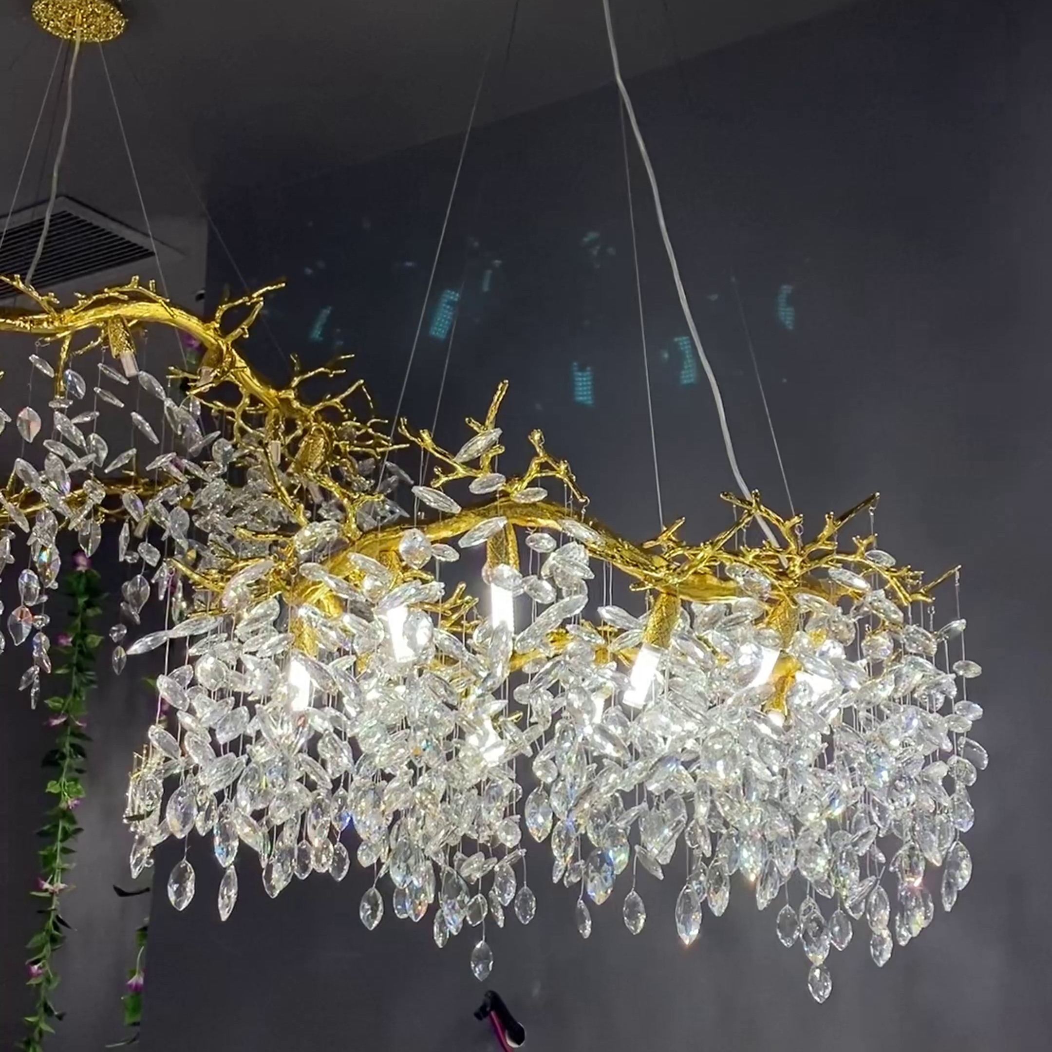 Luxury Ring Branch Crystal Leaves Chandelier for Living Room Bedroom and Bathroom-Chandeliers-Blushlighting