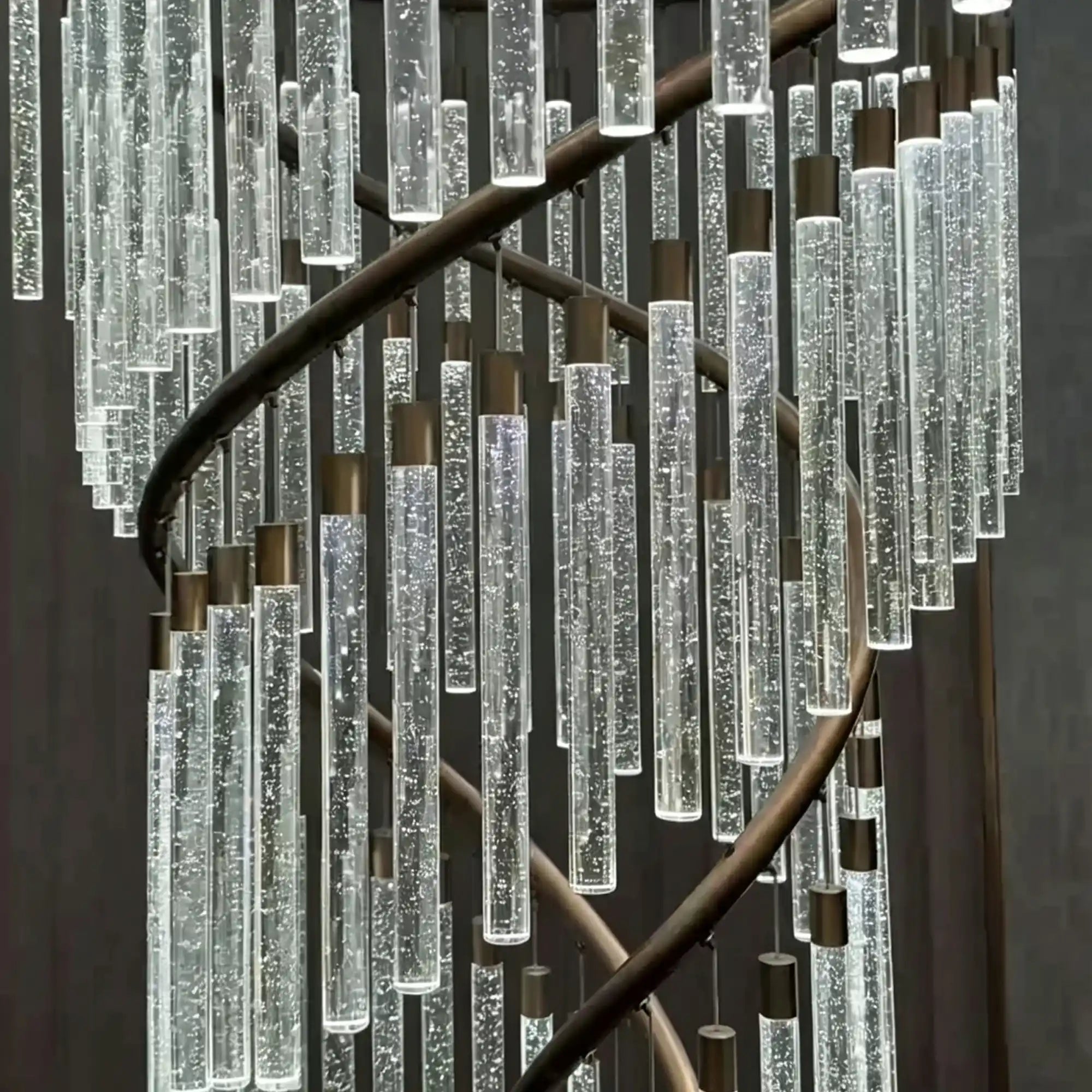Luxury Spiral Bubble Crystal Chandelier for High Ceiling - CustomWarm LightBlushlighting
