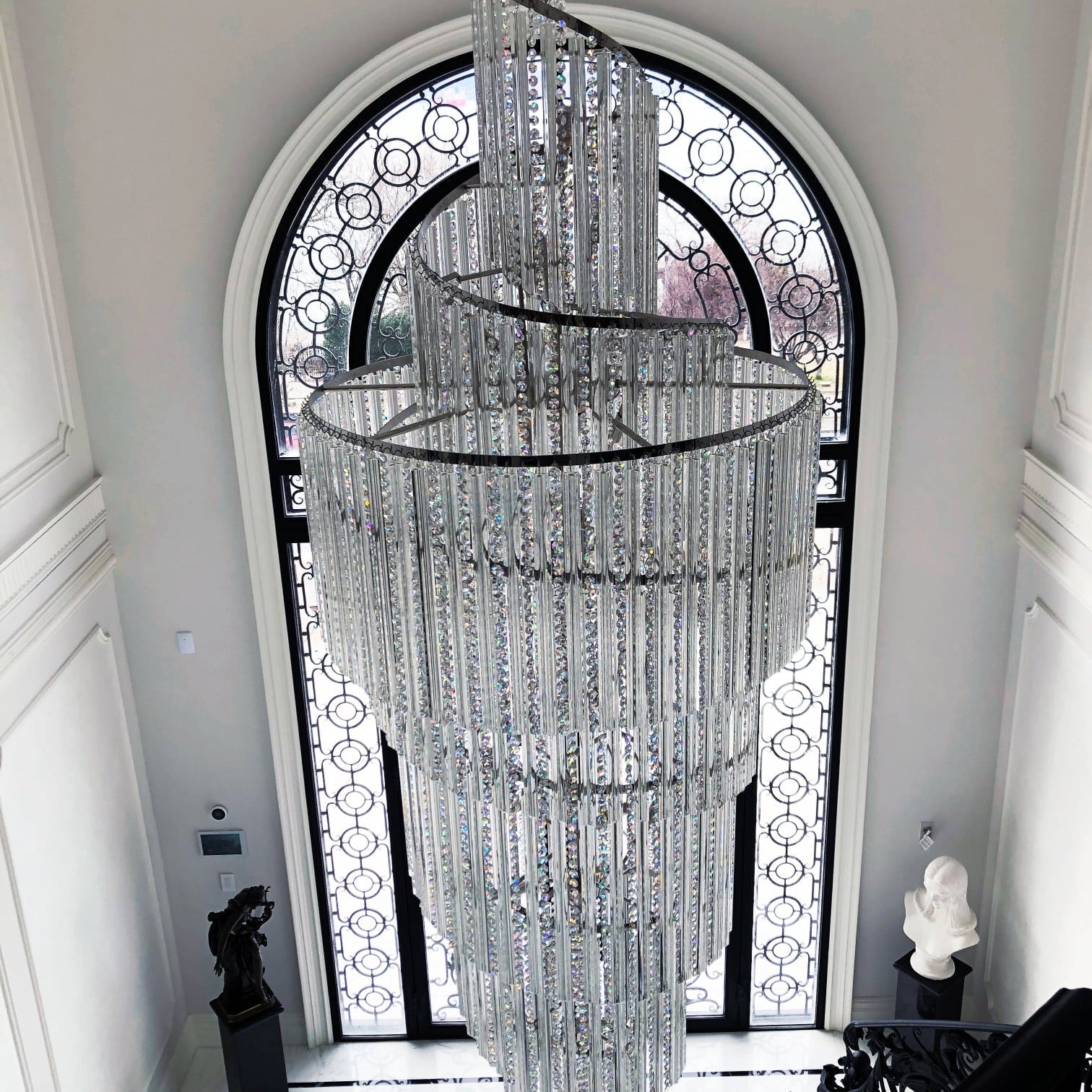 Luxury Spiral Crystal Chandelier for High - ceiling/Foyer/Staircase - D21.6"*H86.6"/60.4kgWhite LightBlushlighting