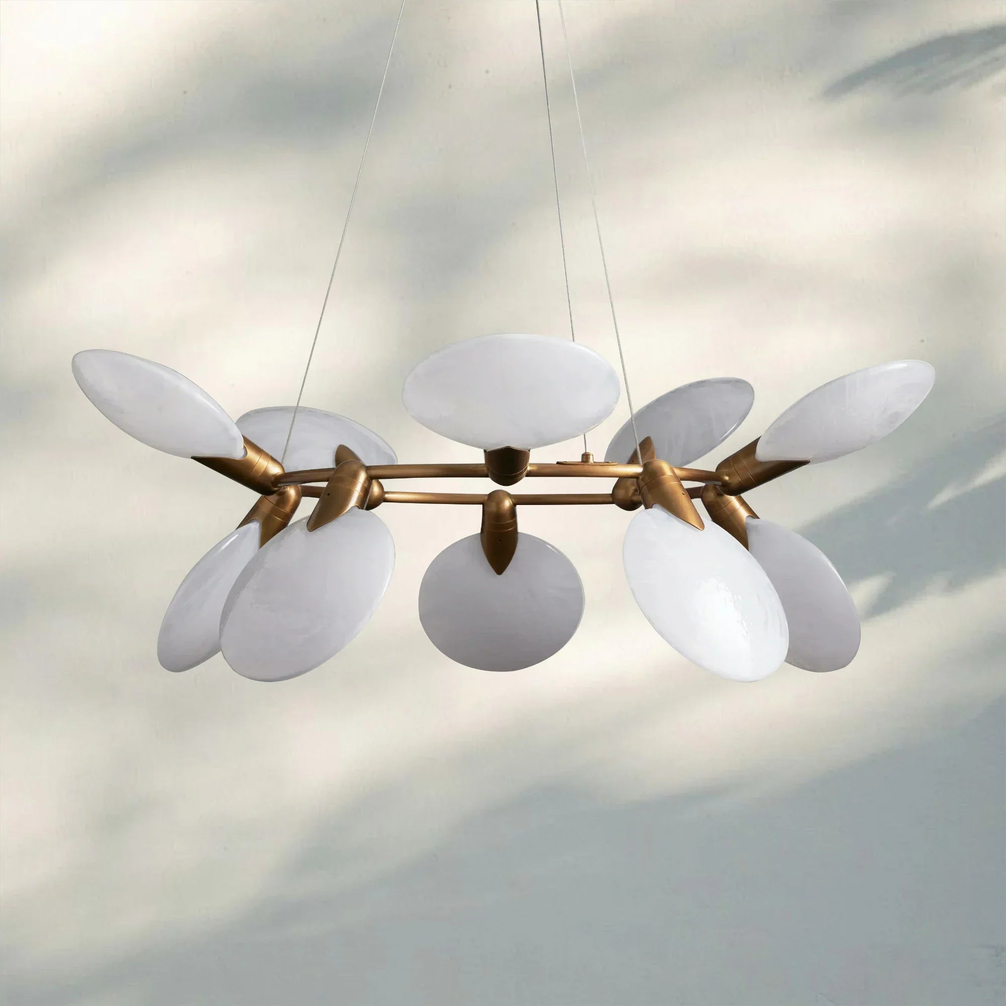 Lyla Halo Chandelier modern circular chandelier in brushed brass finish