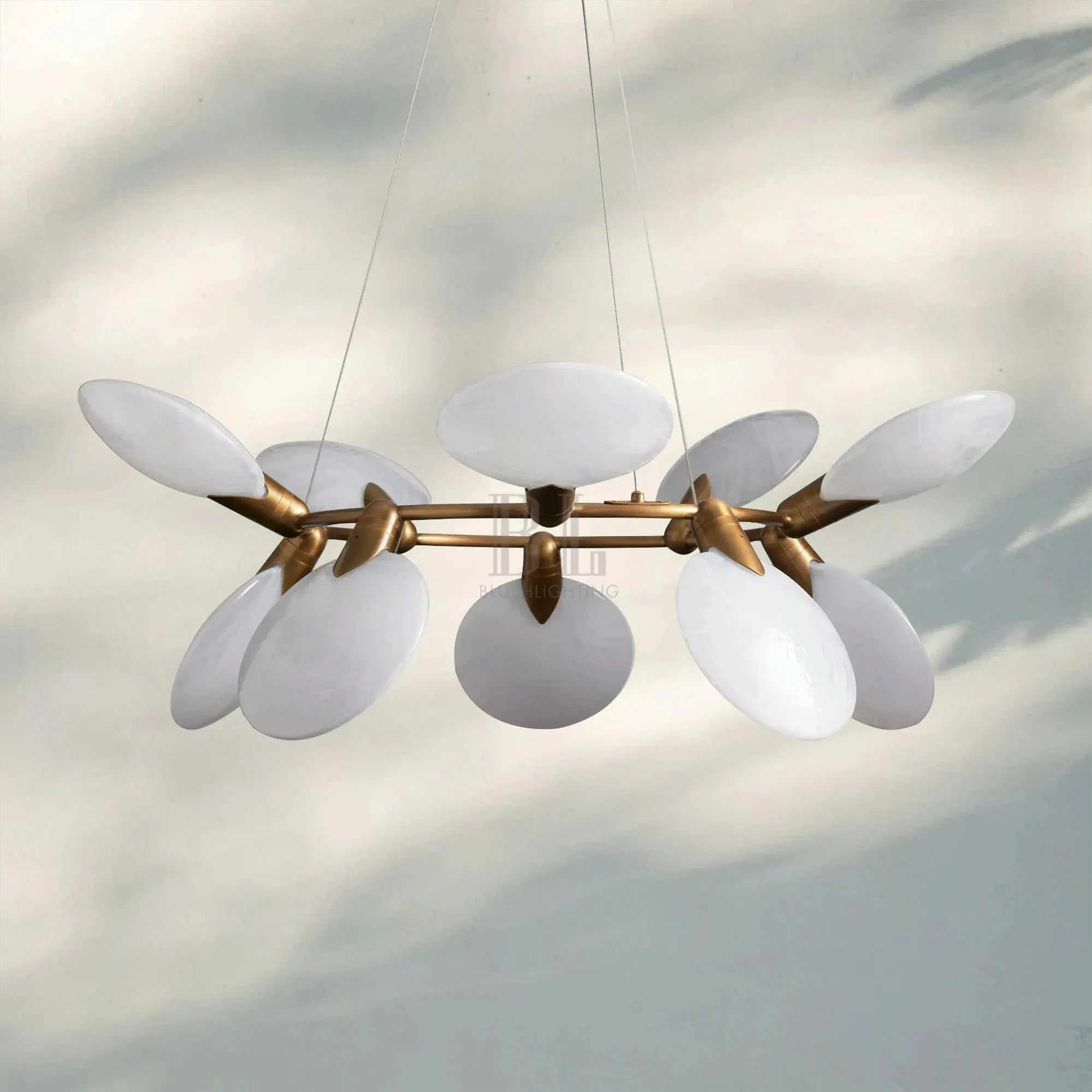 Lyla Halo Chandelier modern circular chandelier in brushed brass finish