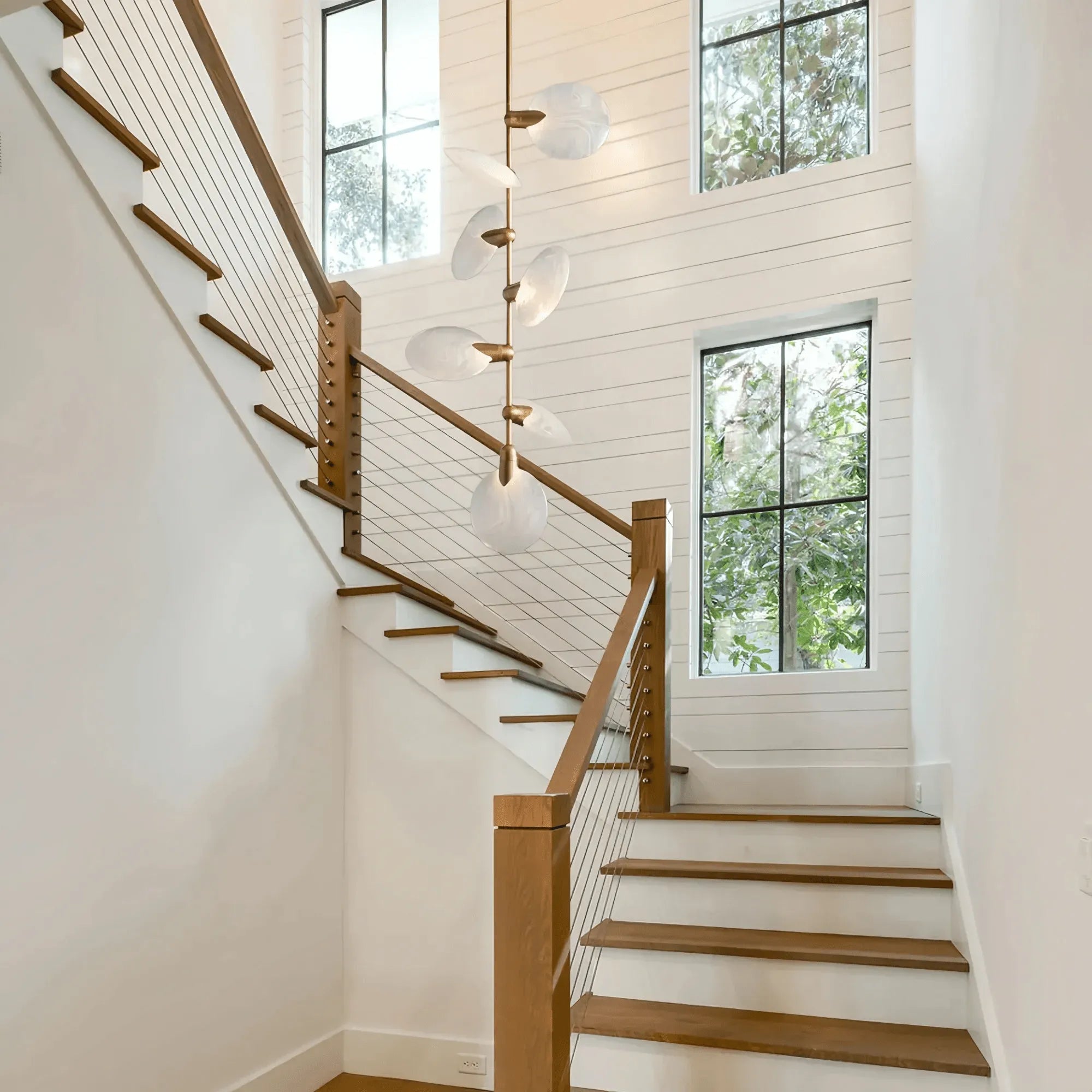 Lyla Pendant Modern Alabaster Pendant for Staircase Foyer - Blushlighting