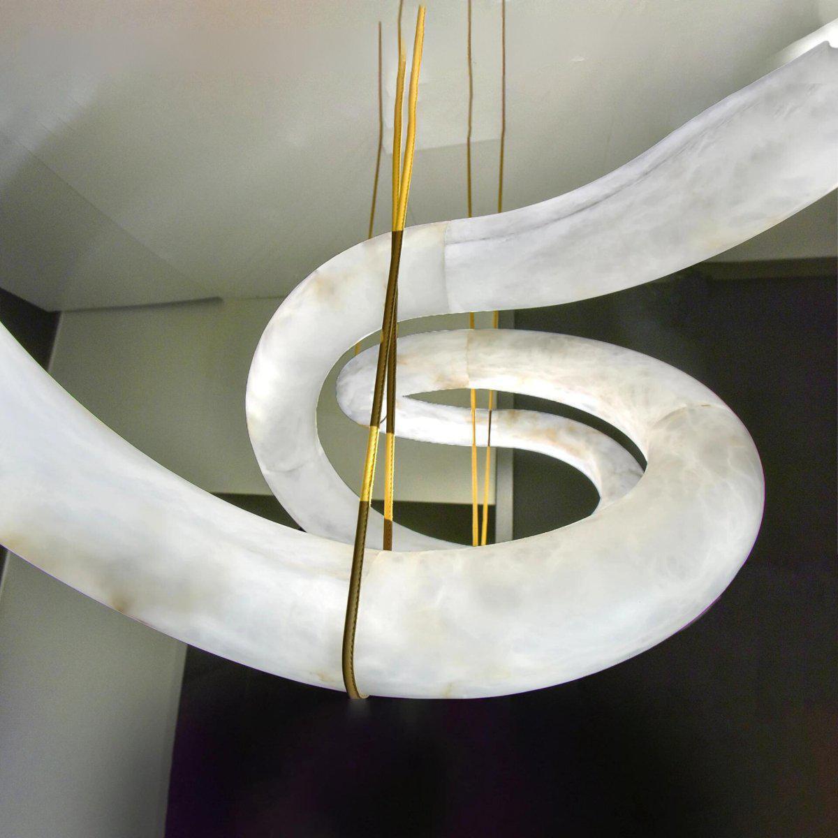 Oslo Infinity Symmetrical Entryway Alabaster Pendant Light-Blushlighting