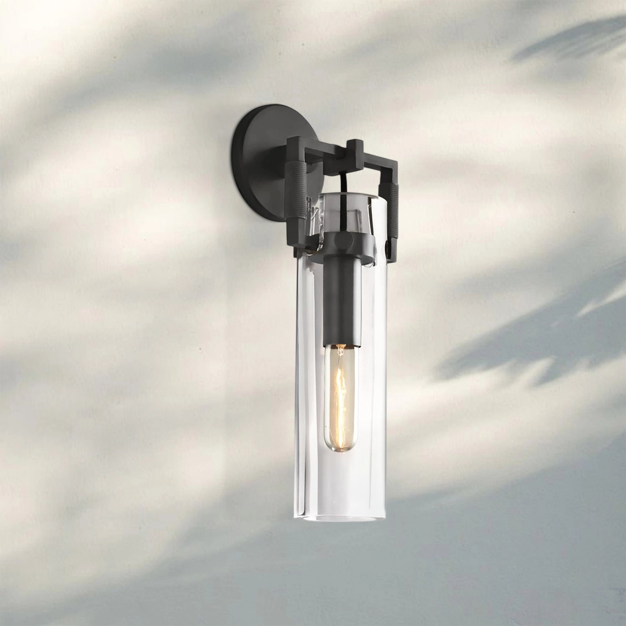 Machine Class Cylinder Wall Sconce 9‘’ 12‘’ 16‘’-9‘’-Matt Black-