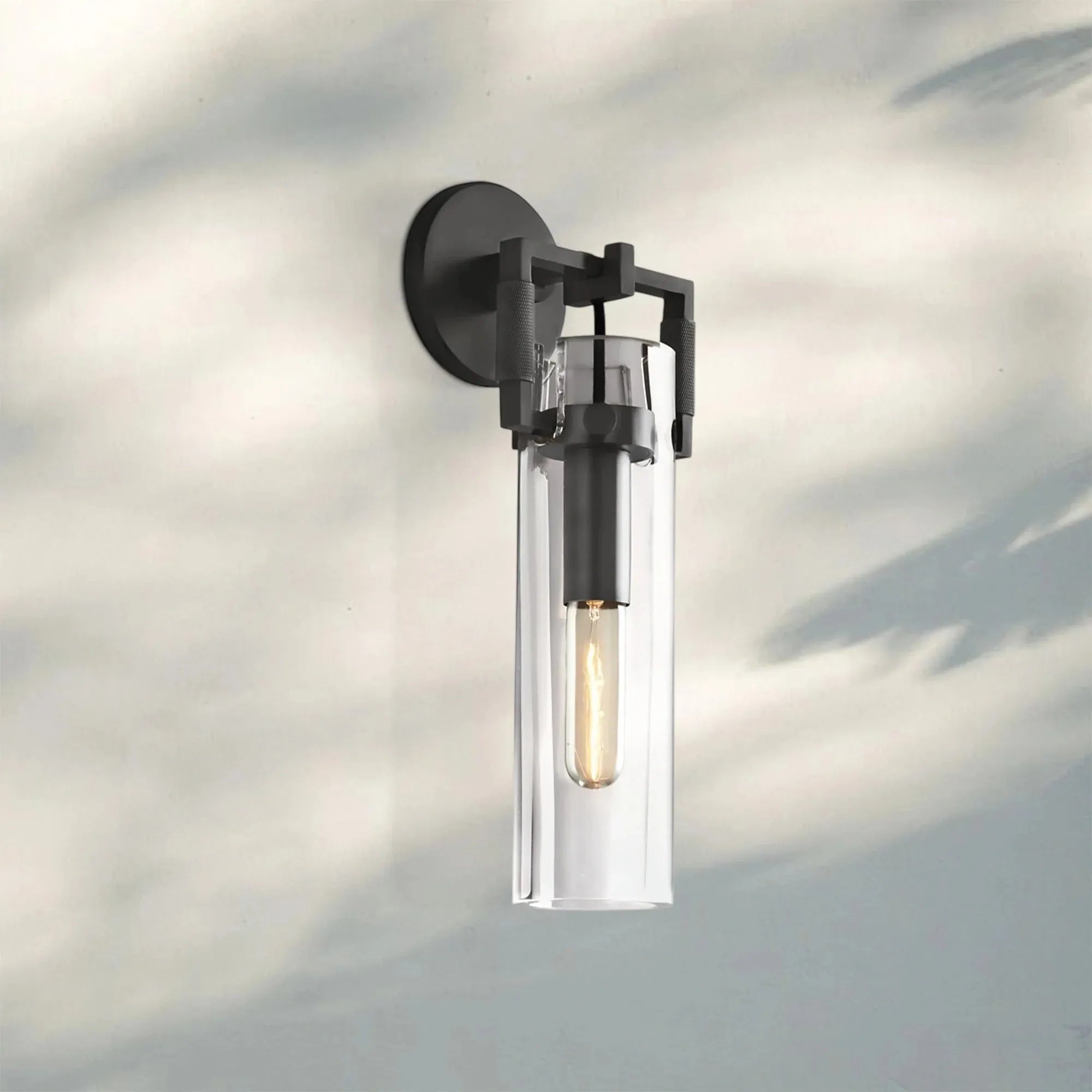 Machine Class Cylinder Wall Sconce 9‘’ 12‘’ 16‘’-9‘’-Matt Black-