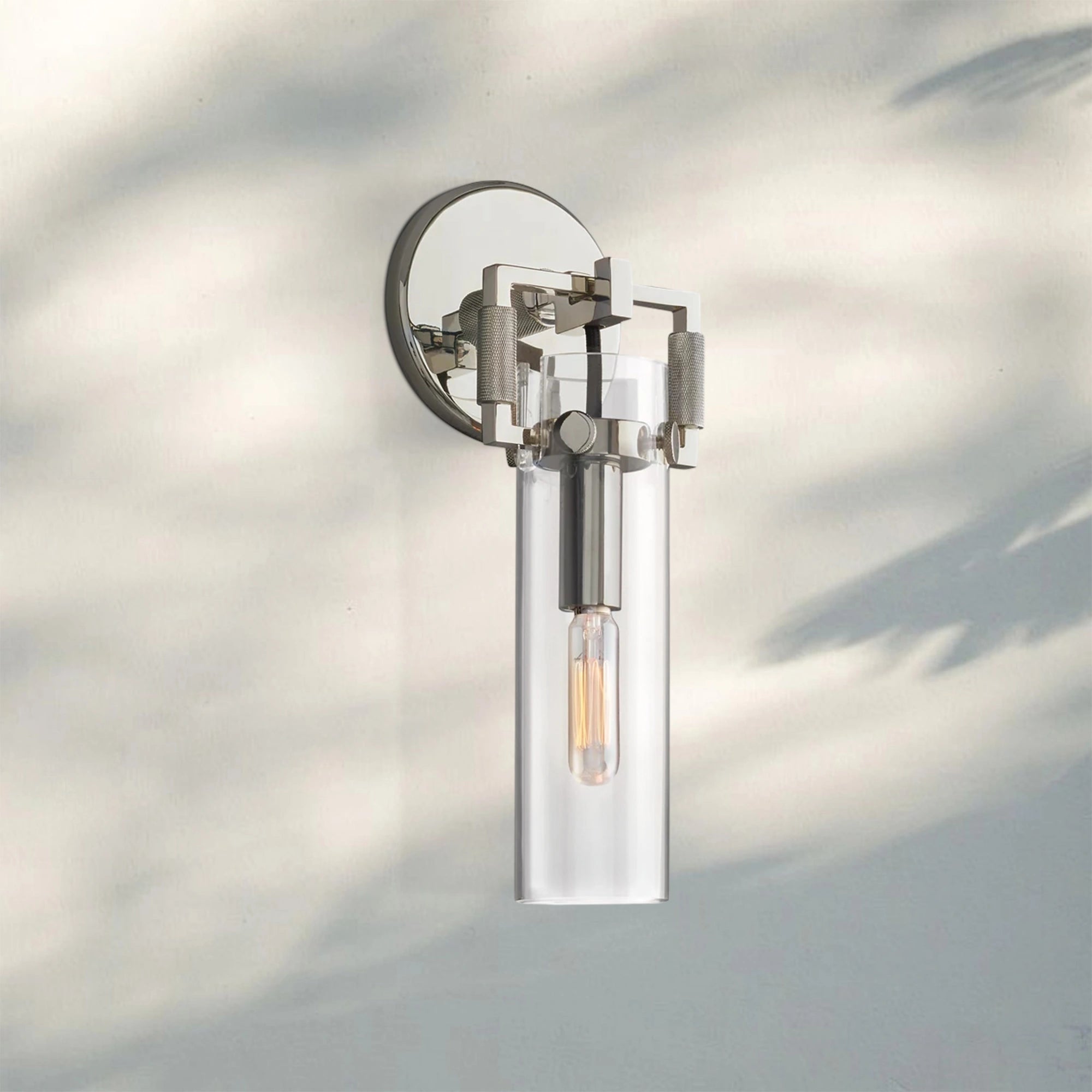 Machine Class Cylinder Wall Sconce 9‘’ 12‘’ 16‘’-12‘’-Polished Nickel-