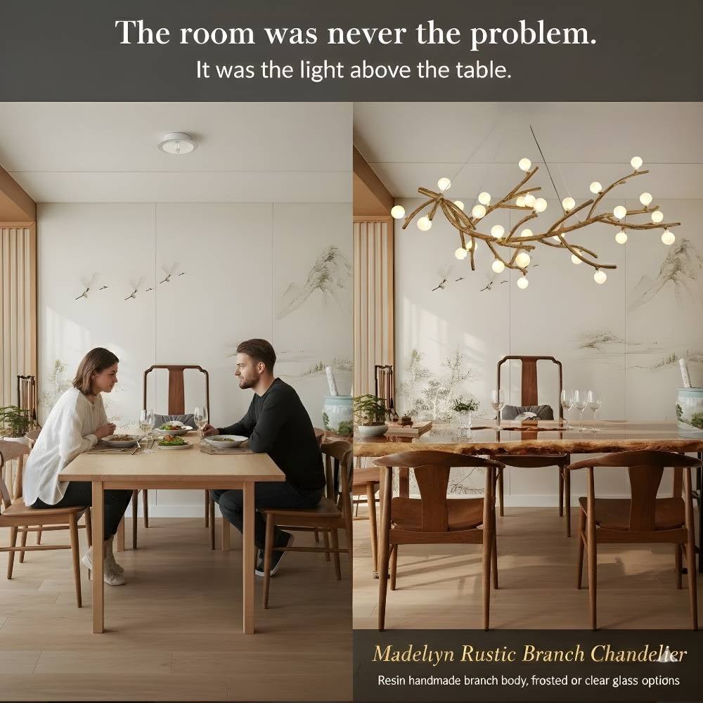 Madelyn Rustic Branch Chandelier Frosted/Clear Ball - Frosted BallWarm White 3000K28Blushlighting