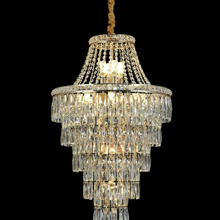 Magnificent Extra Large Foyer Hall Chandelier Tiered Crystal Ceiling Lighting Fixture For Living Room Decor - 5 Layers/ D15.8"*D31.5"/ 12 LightsBlushlighting