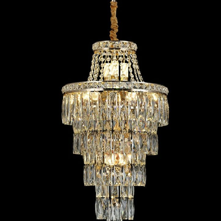 Magnificent Extra Large Foyer Hall Chandelier Tiered Crystal Ceiling Lighting Fixture For Living Room Decor - 5 Layers/ D15.8"*D31.5"/ 12 LightsBlushlighting