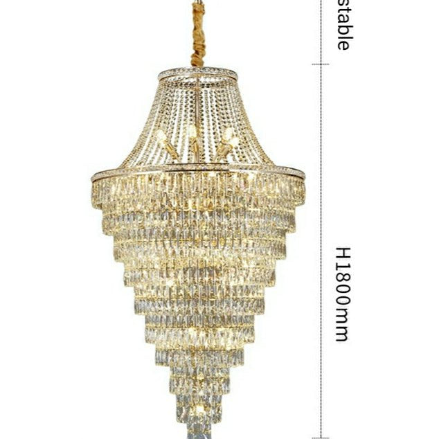 Magnificent Extra Large Foyer Hall Chandelier Tiered Crystal Ceiling Lighting Fixture For Living Room Decor - 5 Layers/ D15.8"*D31.5"/ 12 LightsBlushlighting