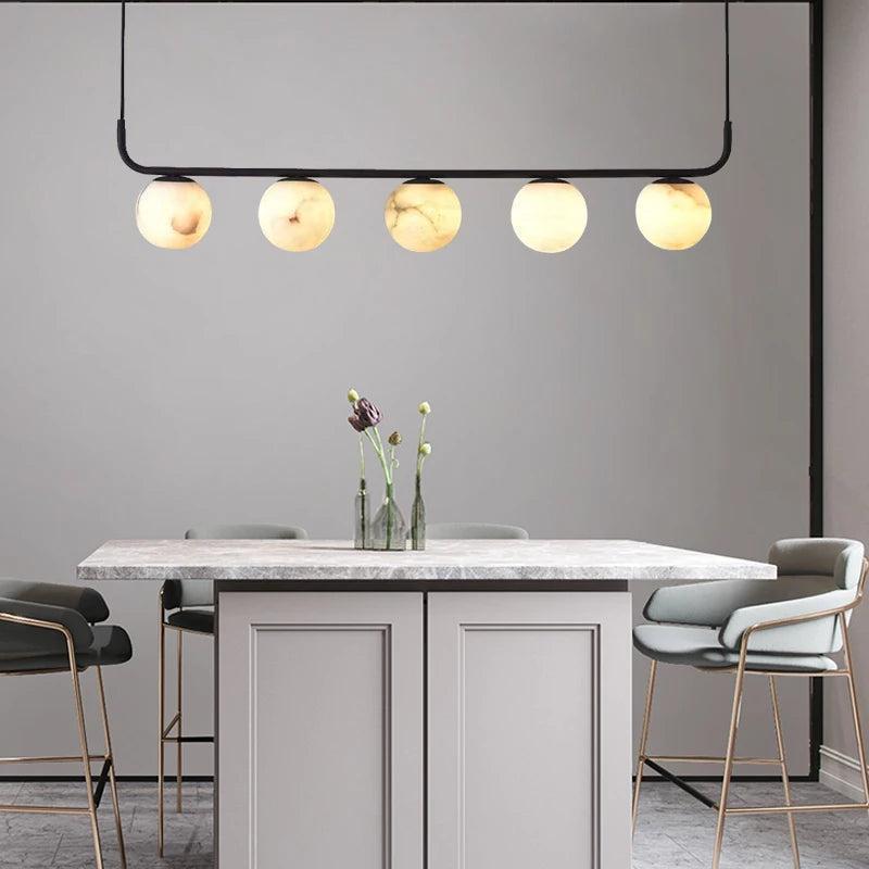 Alabaster Anne Island Chandelier 5 Lights-Blushlighting