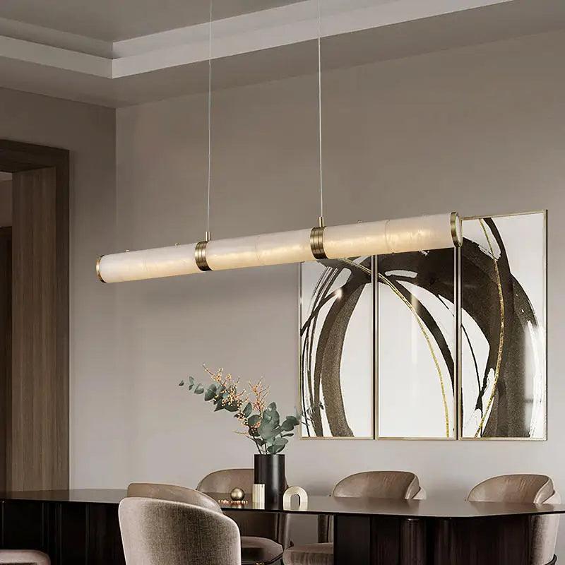 Alabaster Anne Art Linear Chandelier-Medium: 47.24" L-Blushlighting