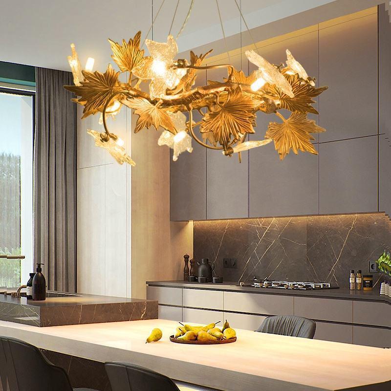 Maple Leaf Branch Chandelier-branch chandeliers for dining room,branch chandeliers for stairways,branch chandeliers for foyer,branch chandeliers for bedrooms,branch chandeliers for kitchen,branch chandeliers for living room-D60cm(D23½")-Blushlighting