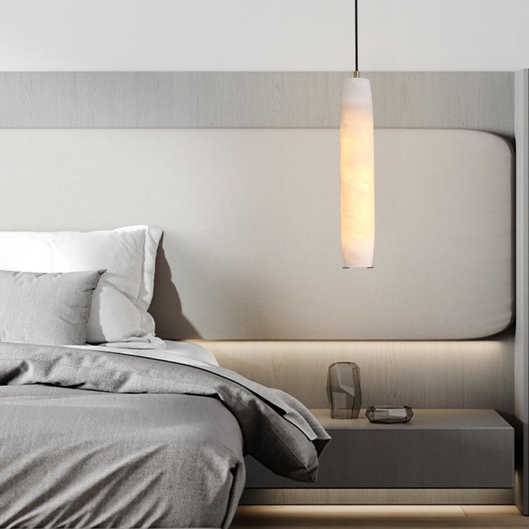 Marble Alabaster Flute Pendant Light - Dia 2.8”(7cm) x H 11.8”(30cm)White&BrassBlushlighting