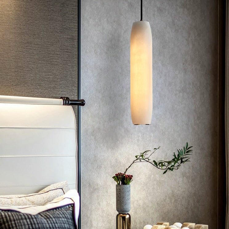 Marble Alabaster Flute Pendant Light - Dia 2.8”(7cm) x H 15”(38cm)White&BrassBlushlighting