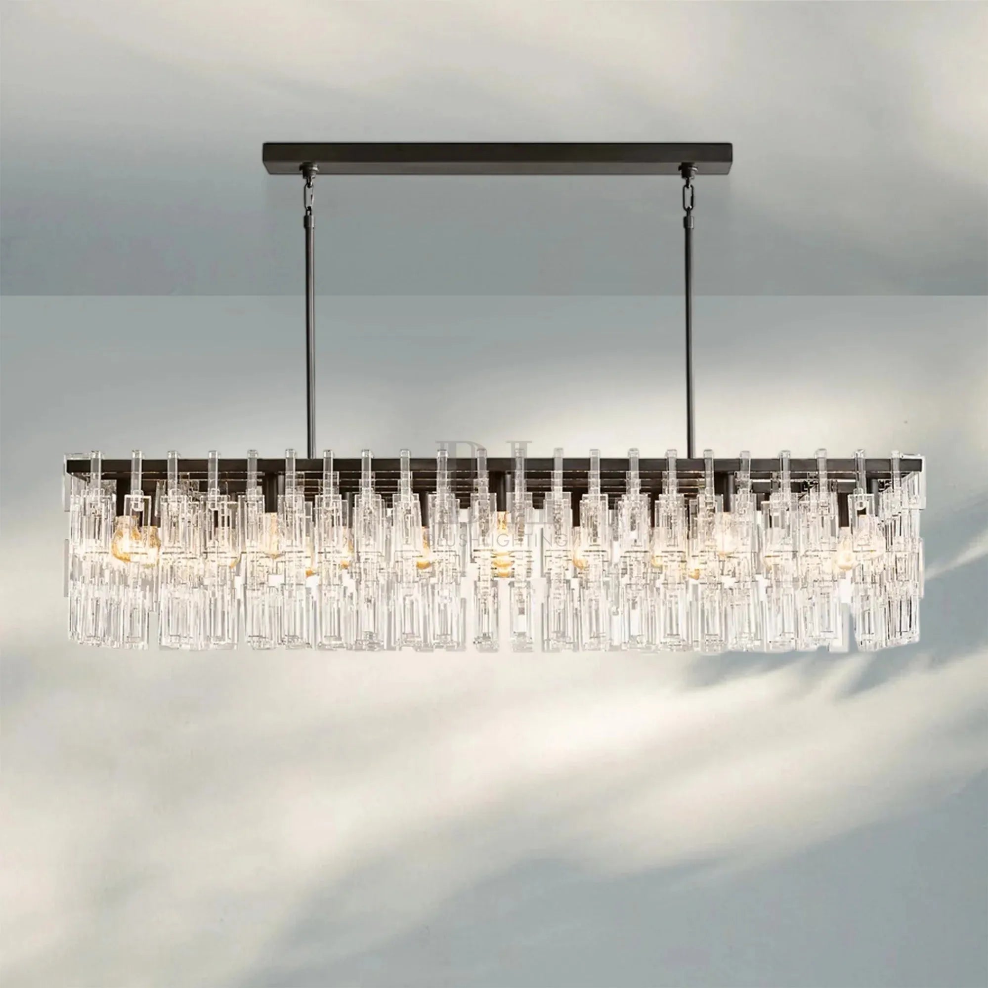 Marigan K9 Crystal Modern Rectangular Chandelier 60"-Matte Black-