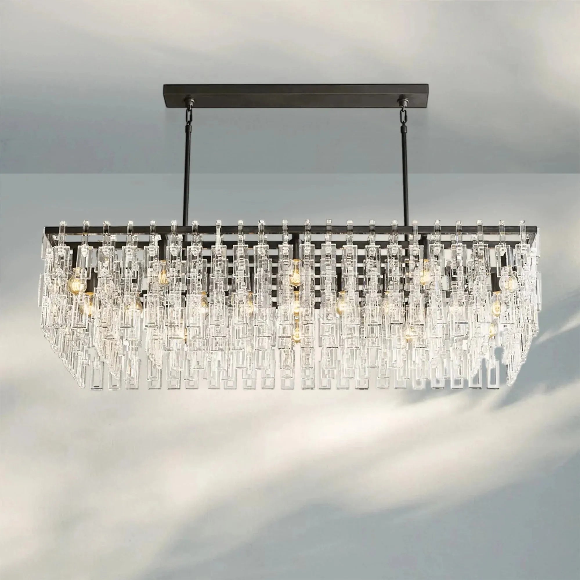 Marigan K9 Crystal Modern Rectangular Chandelier 60"-