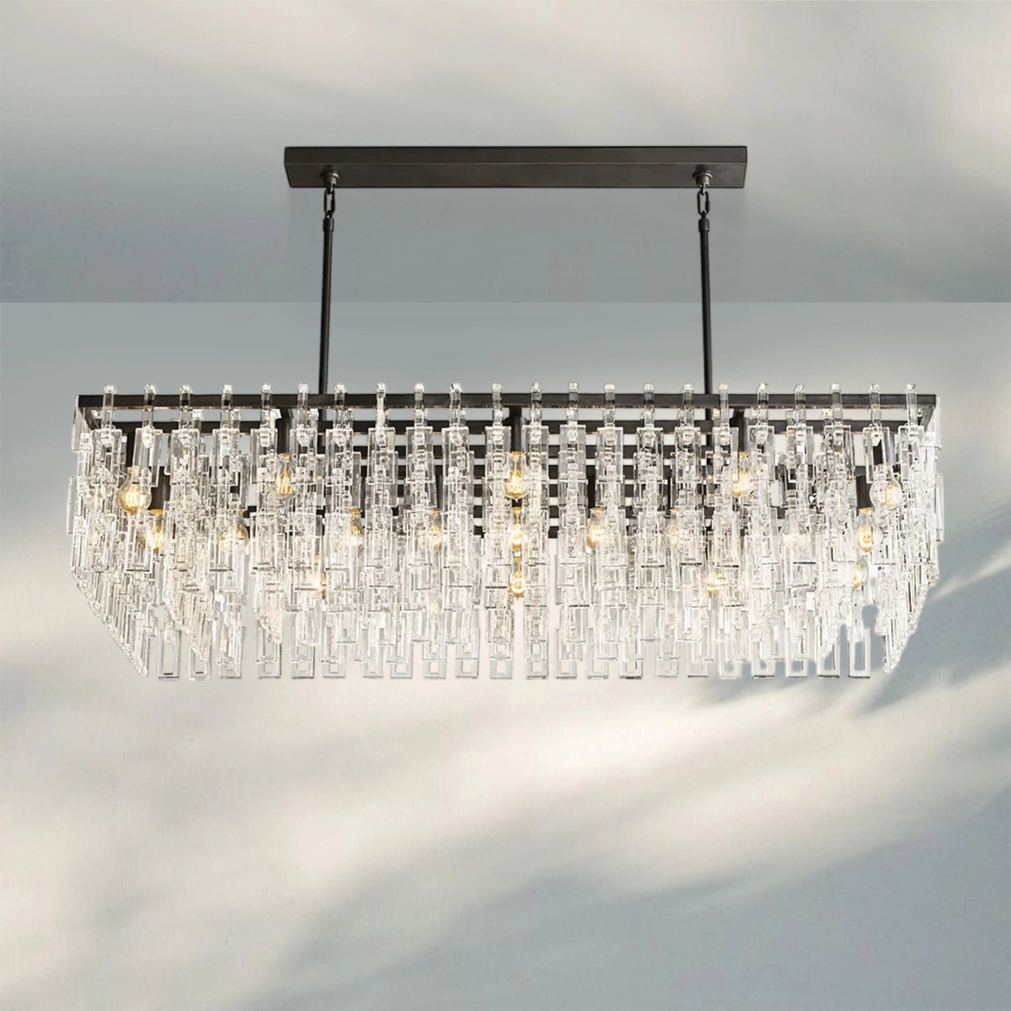 Marigan K9 Crystal Modern Rectangular Chandelier 60"-