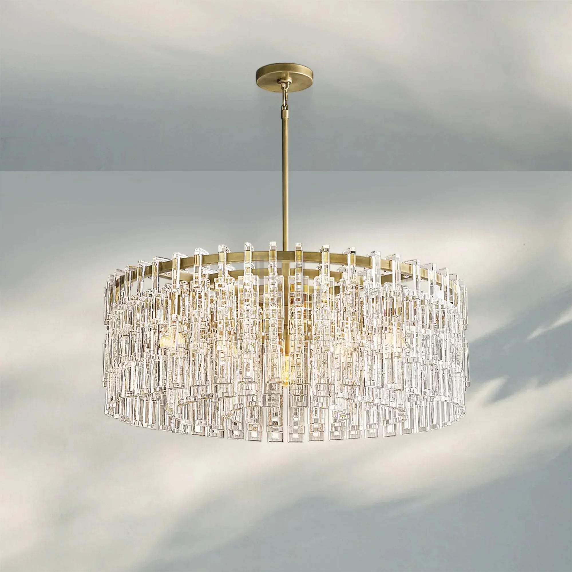 Marigan K9 Crystal Round Chandelier for Living Room-Round 36''-Brass-