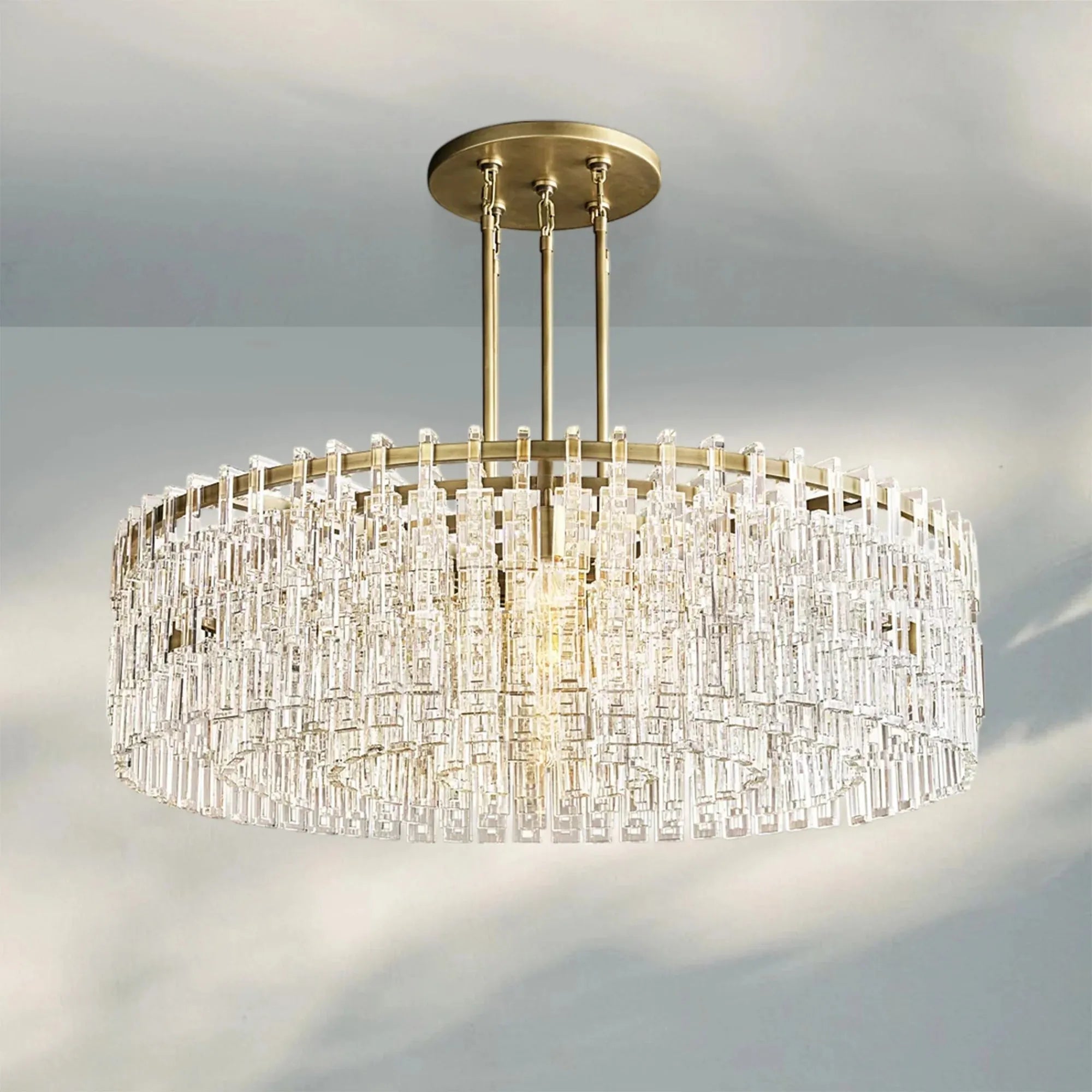 Marigan K9 Crystal Round Chandelier for Living Room-Round 48''-Brass-