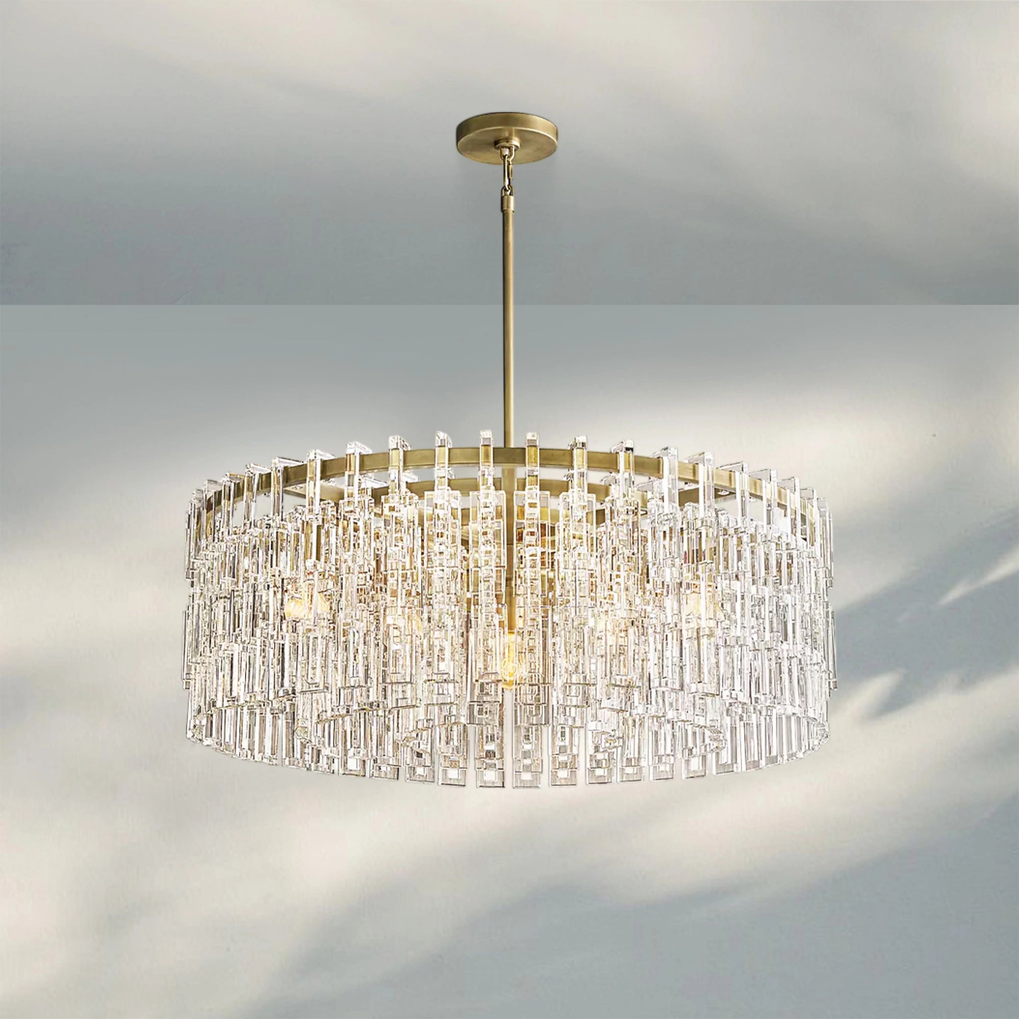 Marigan K9 Crystal Round Chandelier for Living Room-Round 36''-Brass-