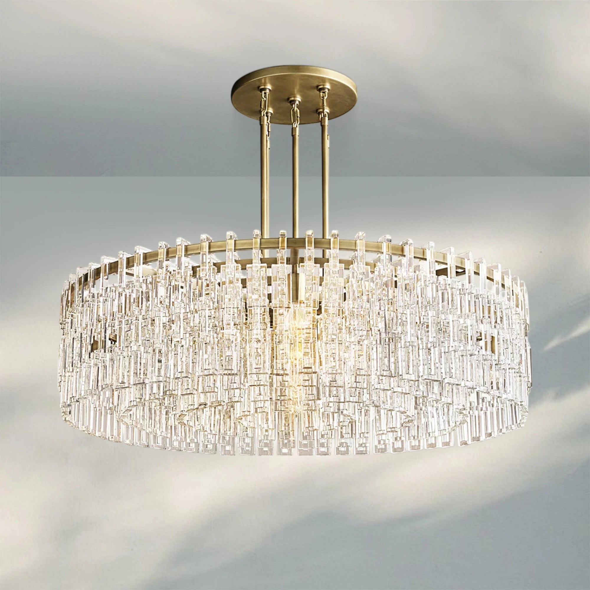 Marigan K9 Crystal Round Chandelier for Living Room-Round 48''-Brass-