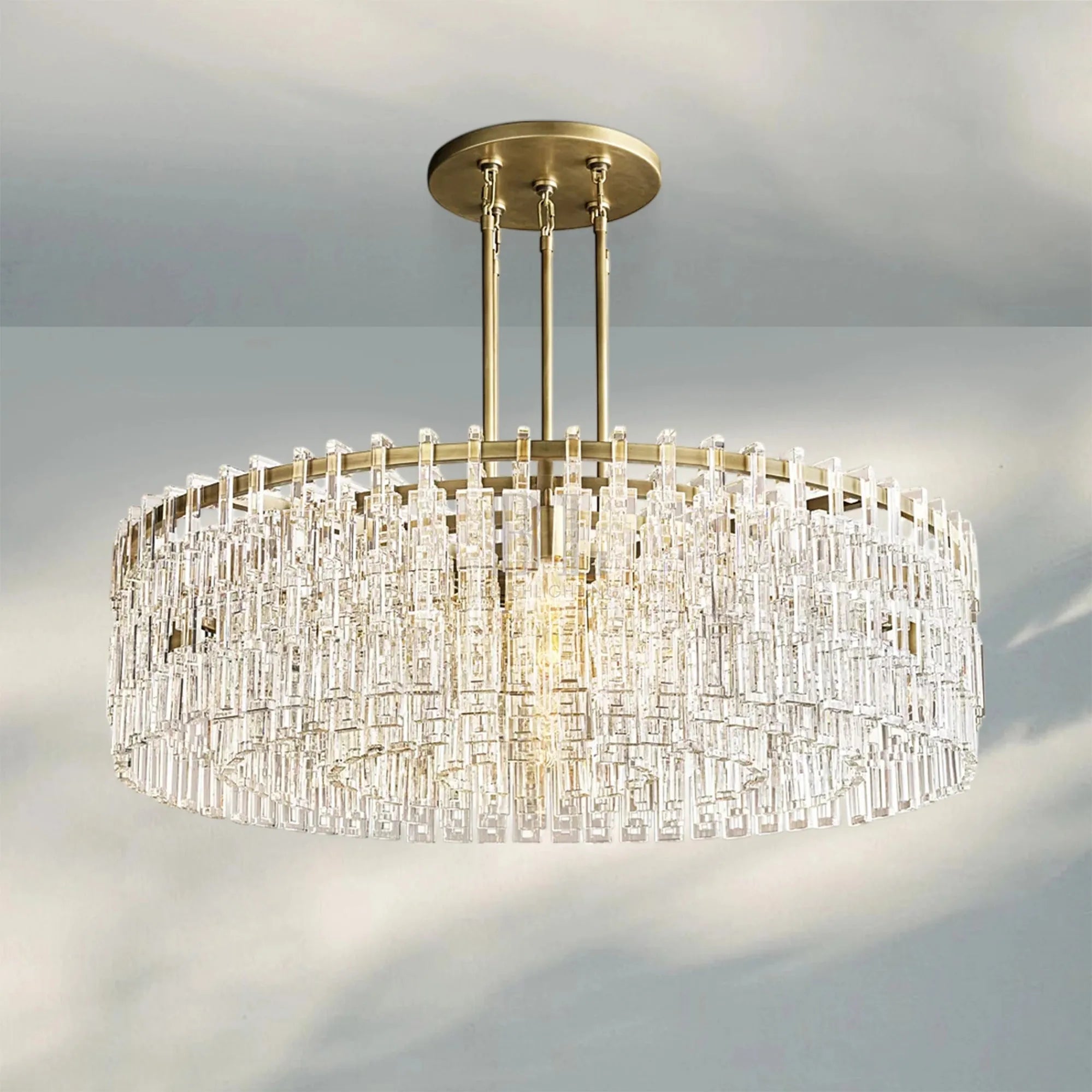 Marigan K9 Crystal Round Chandelier for Living Room-Round 48''-Brass-