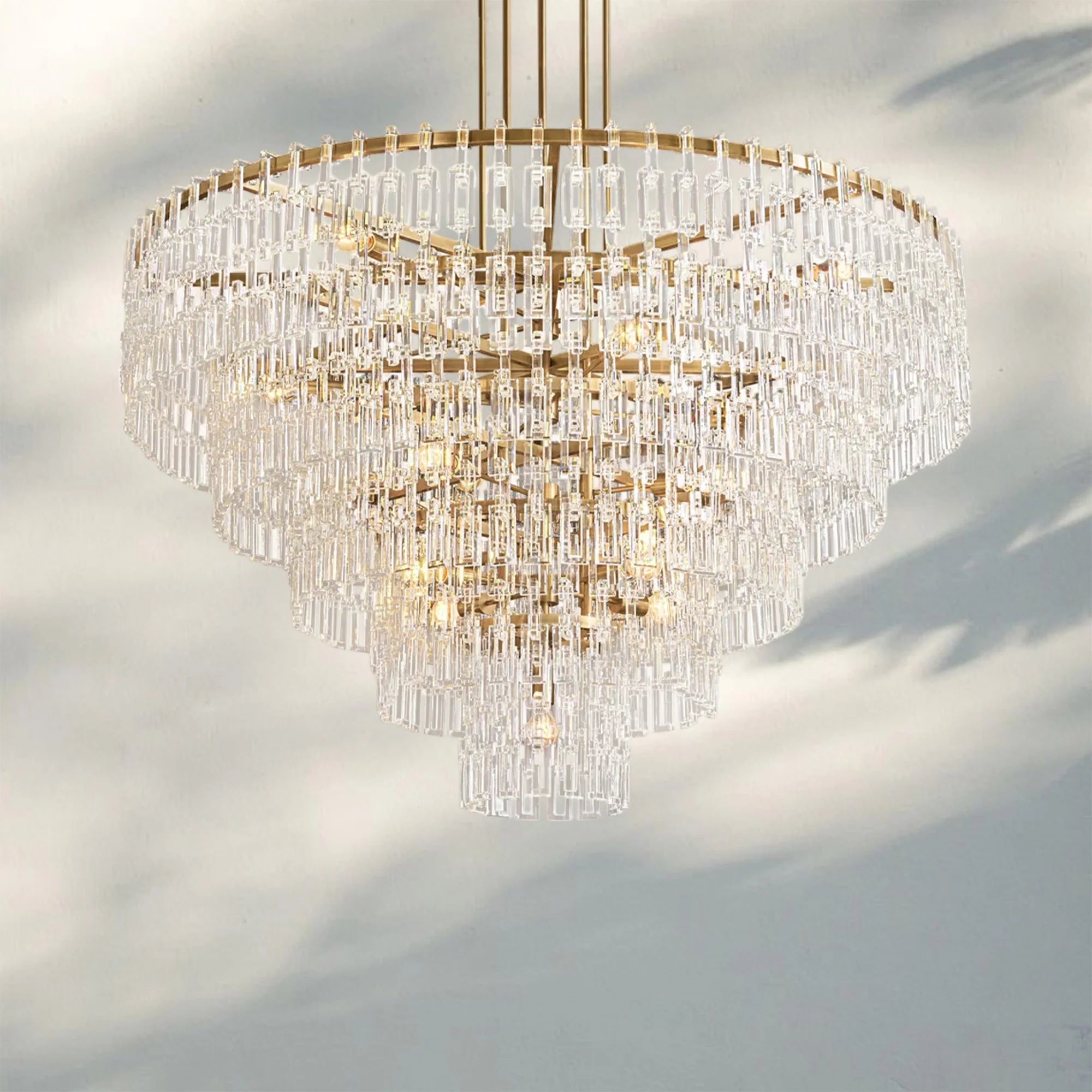 Marigan Multi-Tier Round Chandelier 36″ 48″ 60″-60"-Lacquered Burnished Brass-