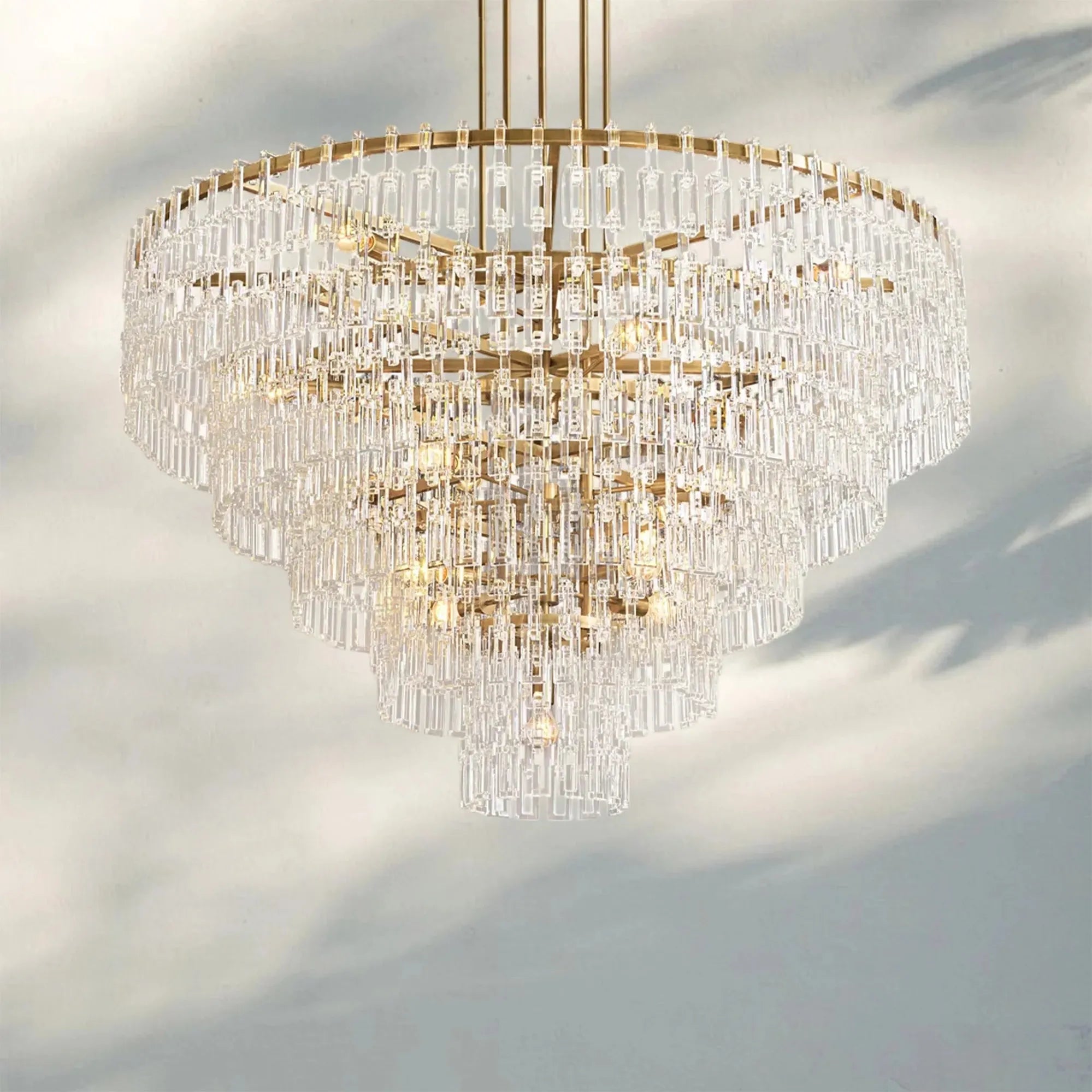 Marigan Multi-Tier Round Chandelier 36″ 48″ 60″-60"-Lacquered Burnished Brass-