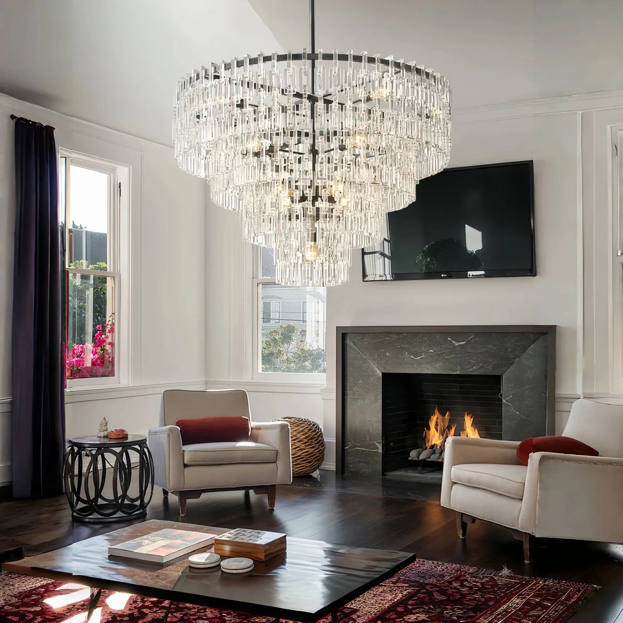 Marigan Multi-Tier Round Chandelier 36″ 48″ 60″ - 48" 4-TierLacquered Burnished BrassBlushlighting