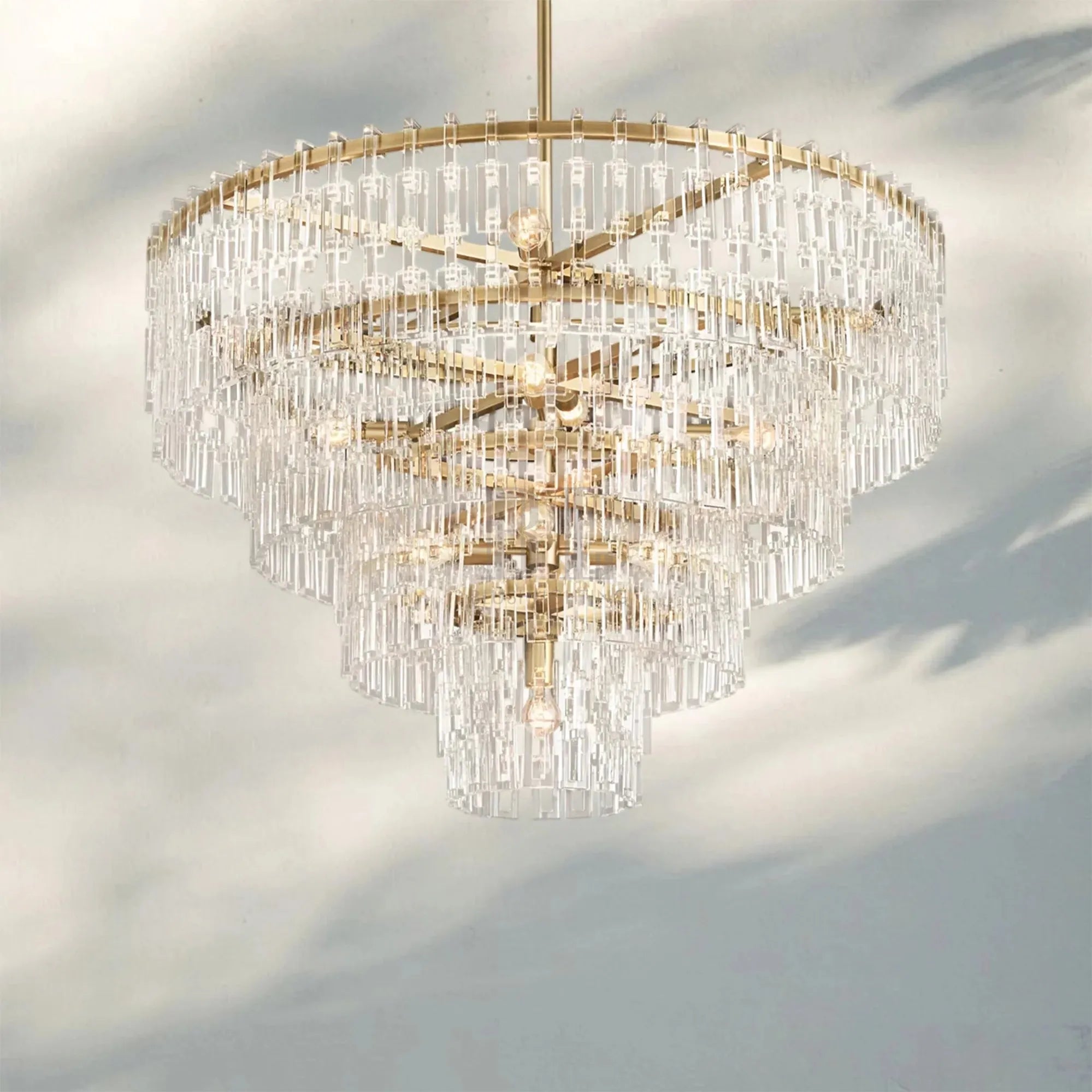 Marigan Multi-Tier Round Chandelier 36″ 48″ 60″-48"-Lacquered Burnished Brass-