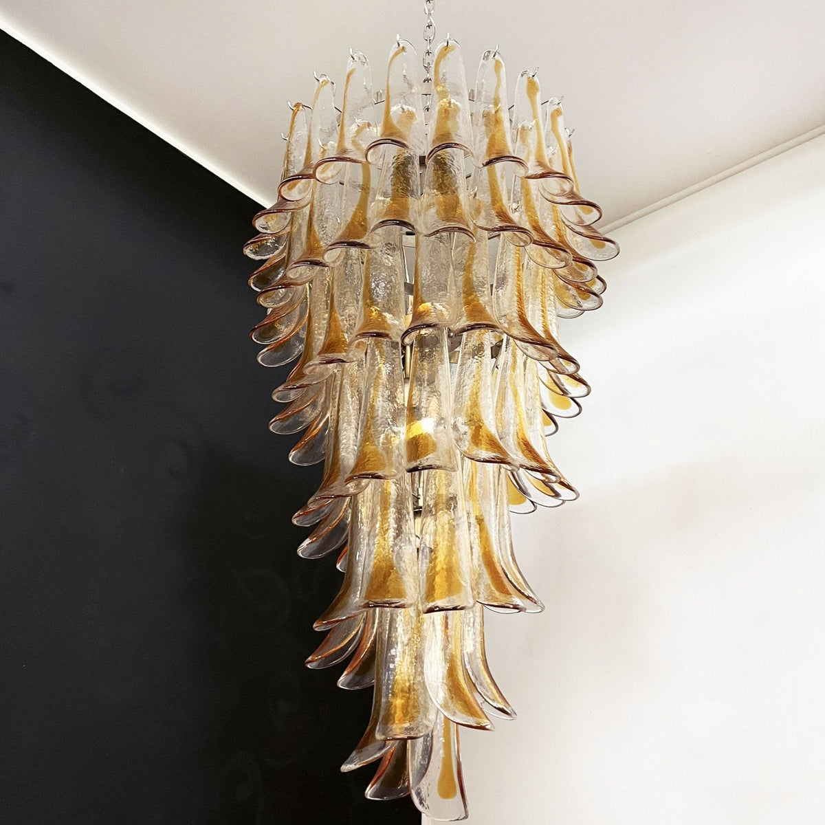 Marigold Glass Chandelier - ∅ 25.2″ x H 47.2″Amber & NickelBlushlighting