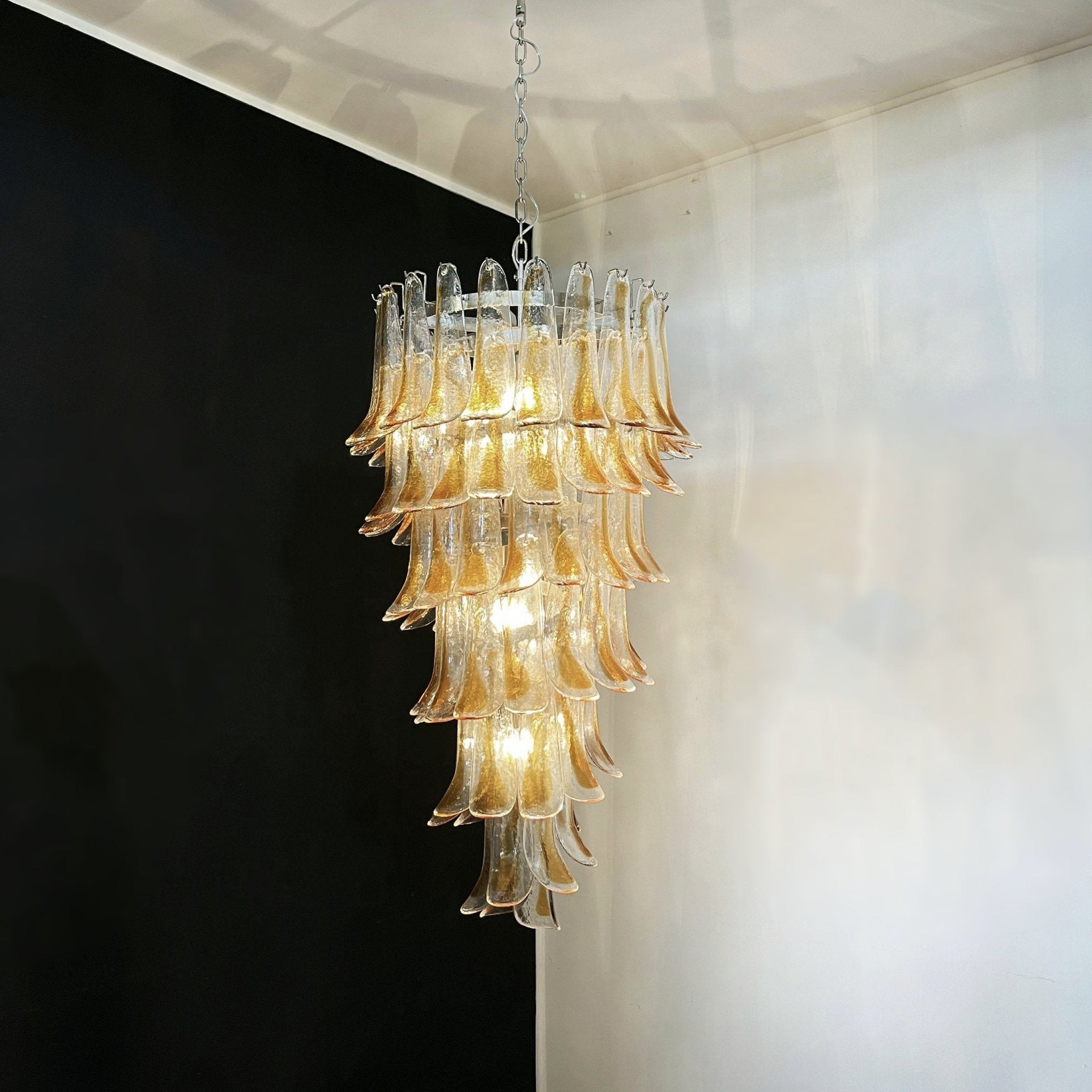 Marigold Glass Chandelier - ∅ 25.2″ x H 47.2″Amber & NickelBlushlighting