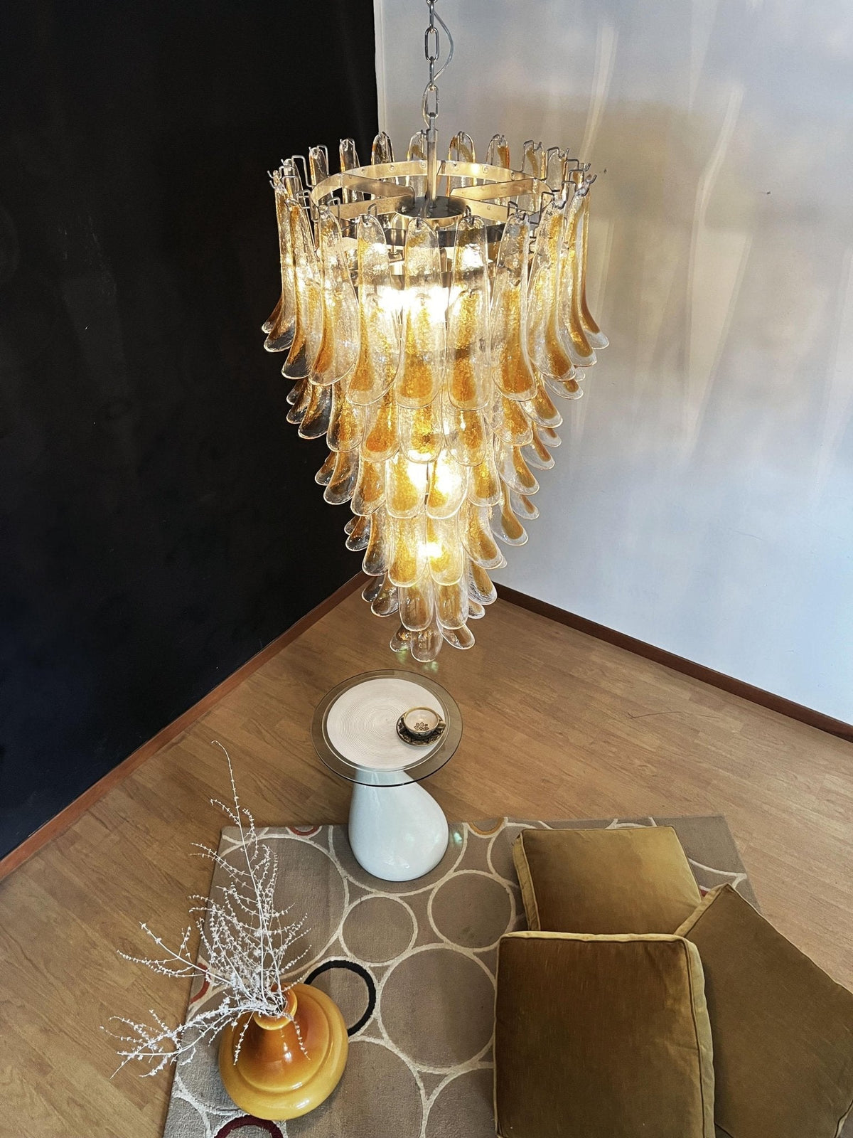 Marigold Glass Chandelier - ∅ 25.2″ x H 47.2″Amber & NickelBlushlighting